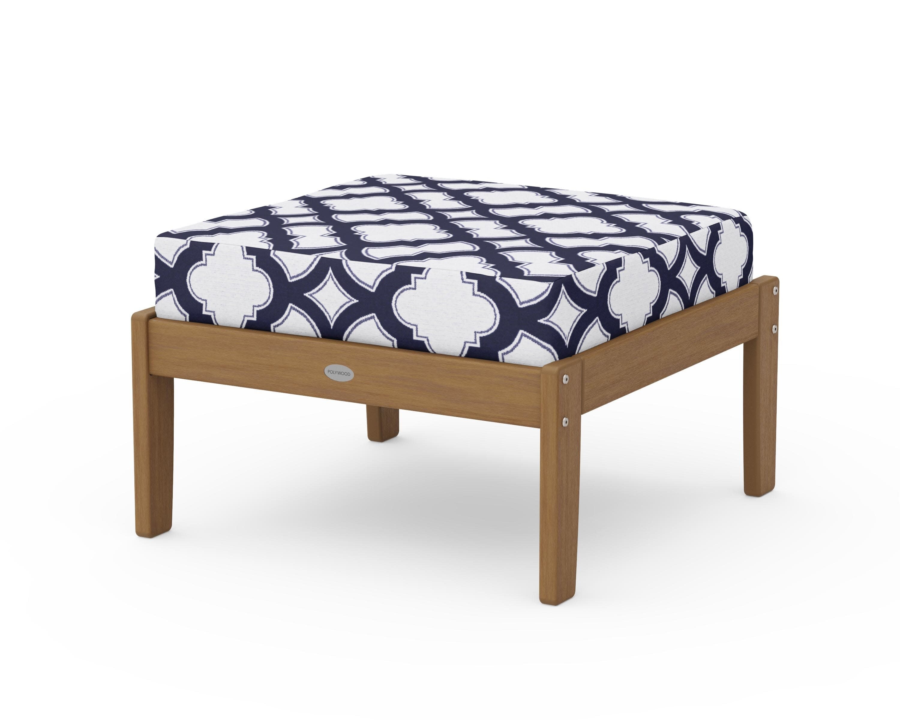 Braxton Deep Seating Ottoman in Natural / Trellis Navy