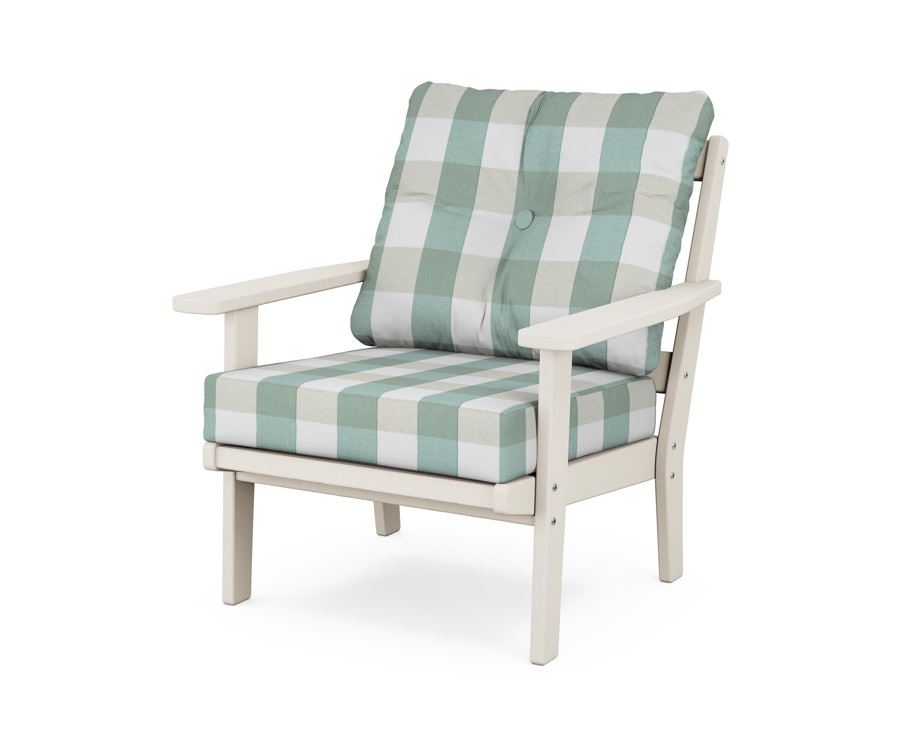 Oxford Deep Seating Chair in Sand / Buffalo Plaid Glacier Spa
