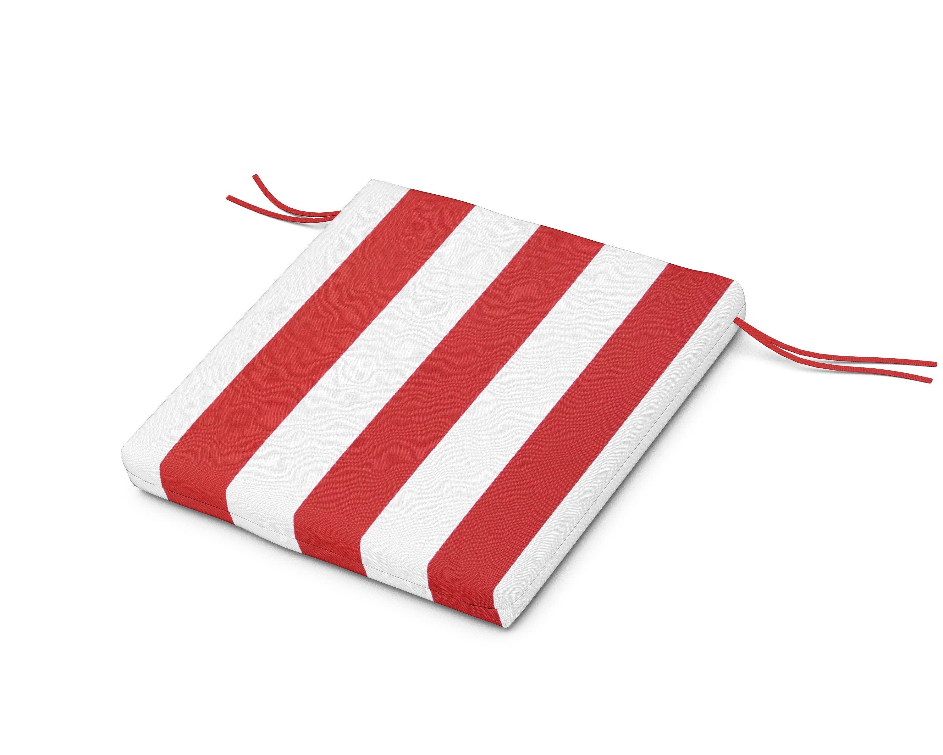 Seat Cushion 21.5"D x 21"W x 2.5"H in Cabana Stripe Crimson