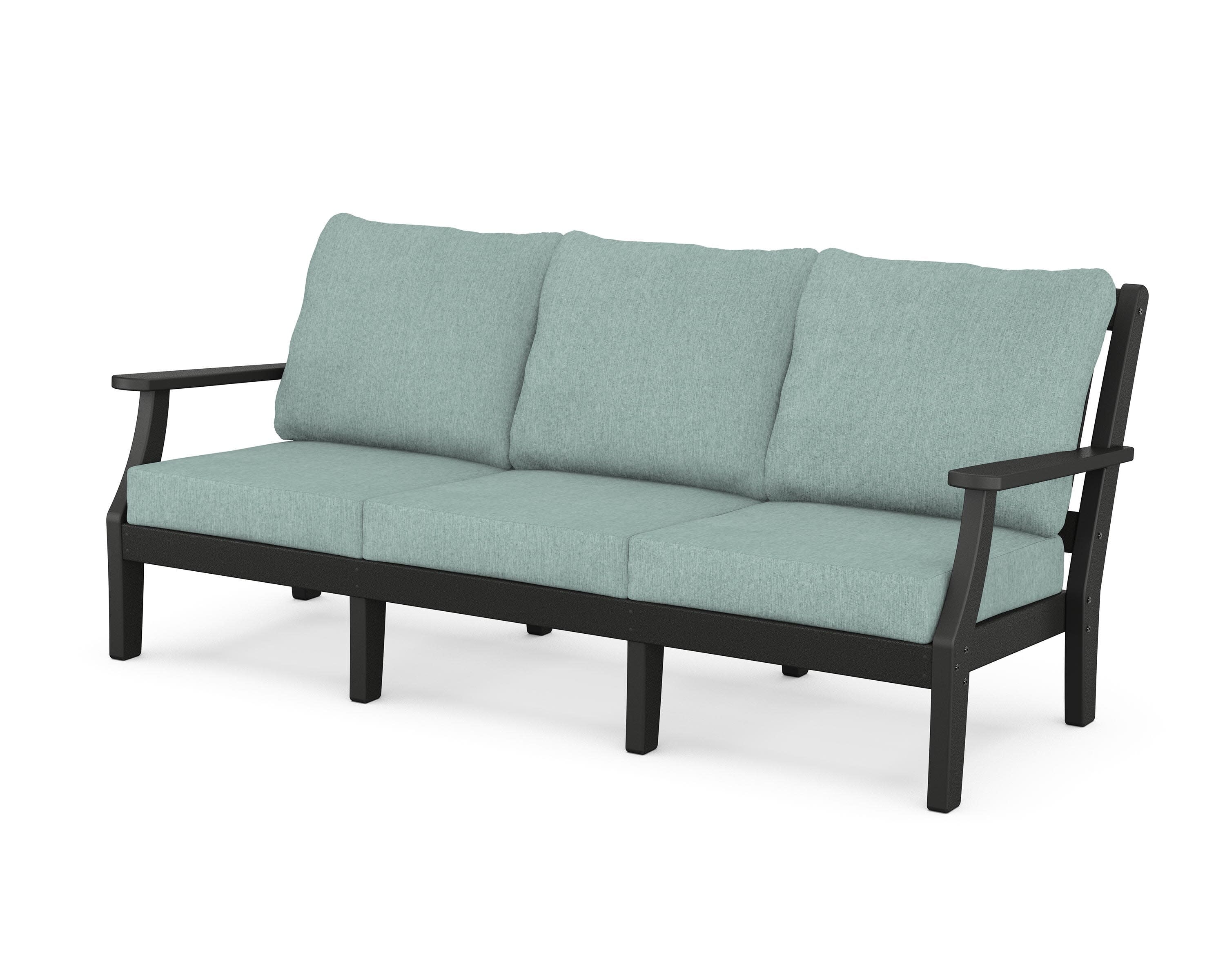 Chinoiserie Deep Seating Sofa in Black / Glacier Spa