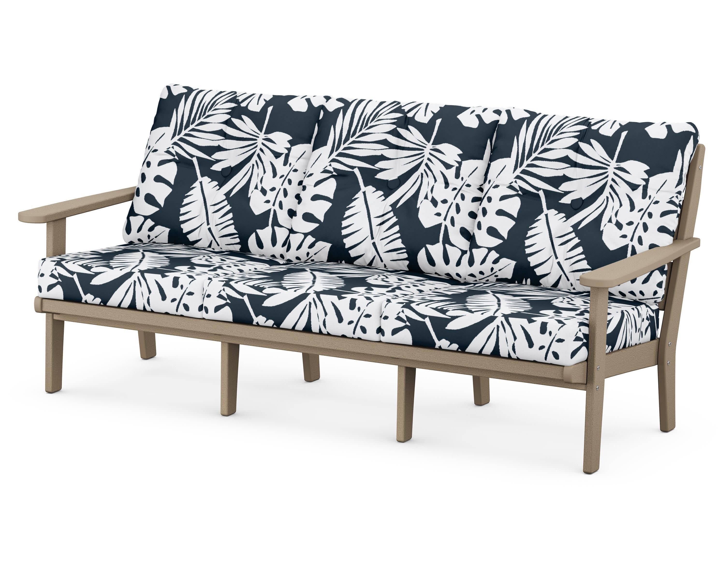 Lakeside Deep Seating Sofa in Vintage Sahara / Leaf Marine Indigo
