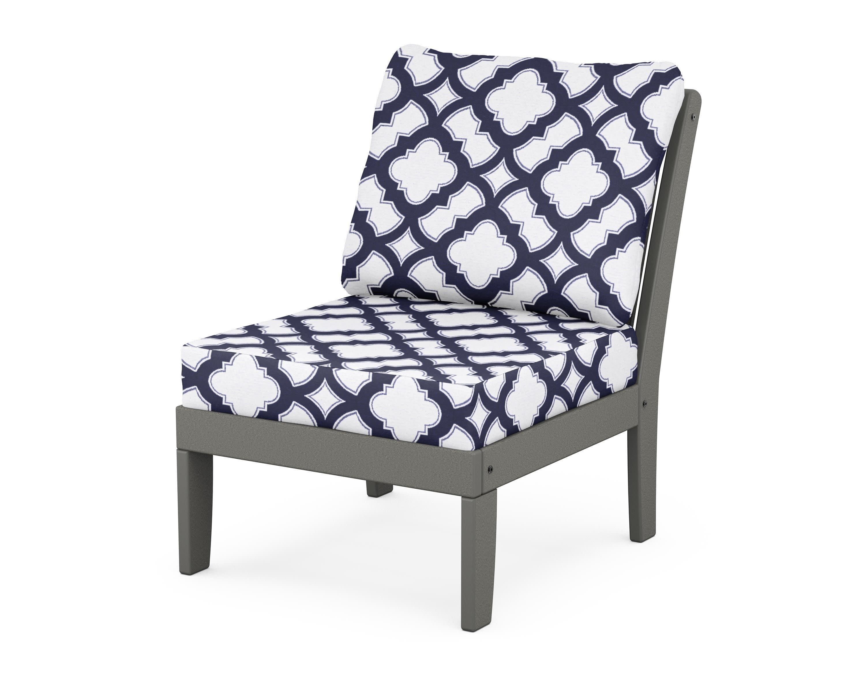 Braxton Modular Armless Chair in Slate Grey / Trellis Navy