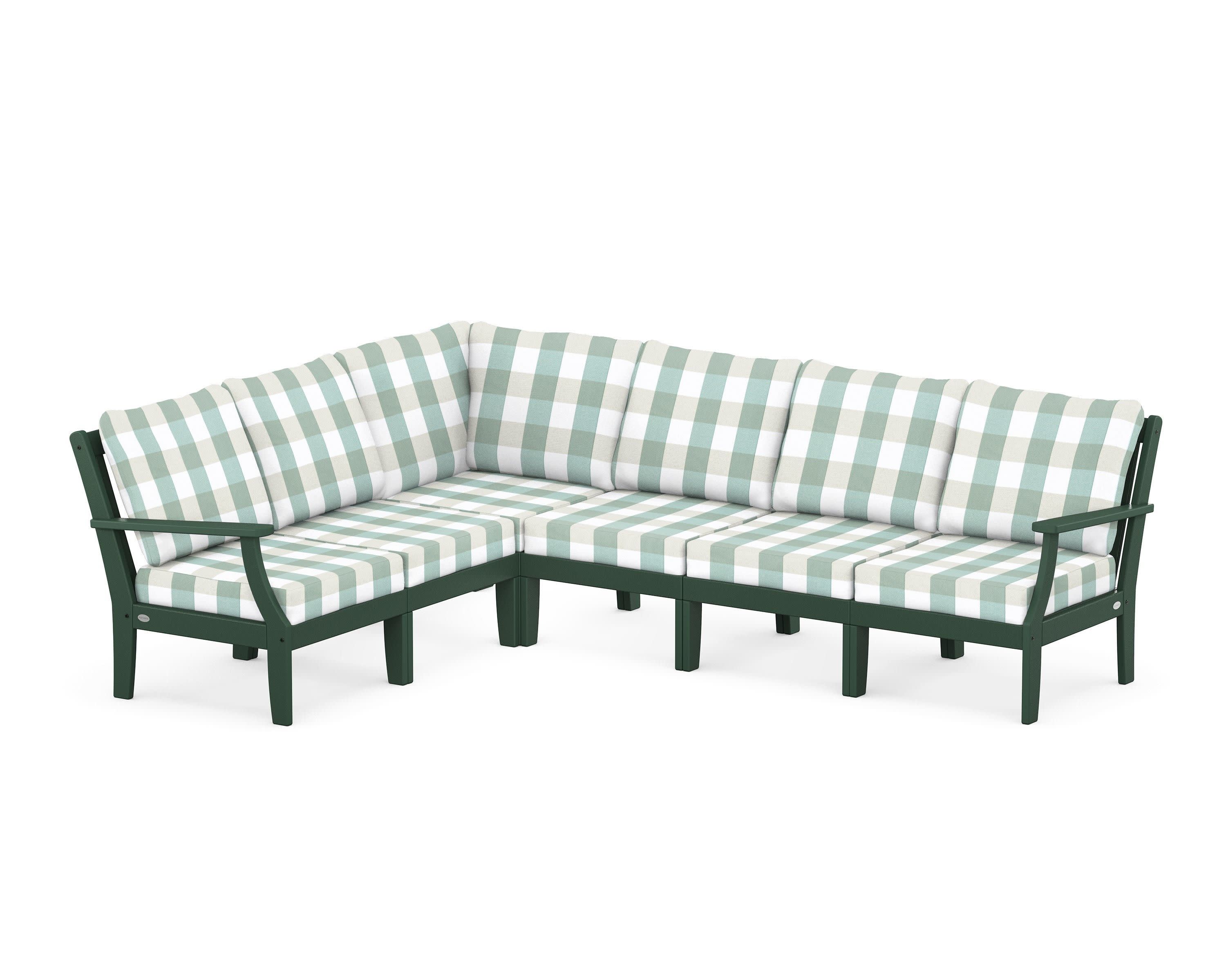 Braxton Modular 6-Piece Deep Seating Set in Green / Buffalo Plaid Glacier Spa