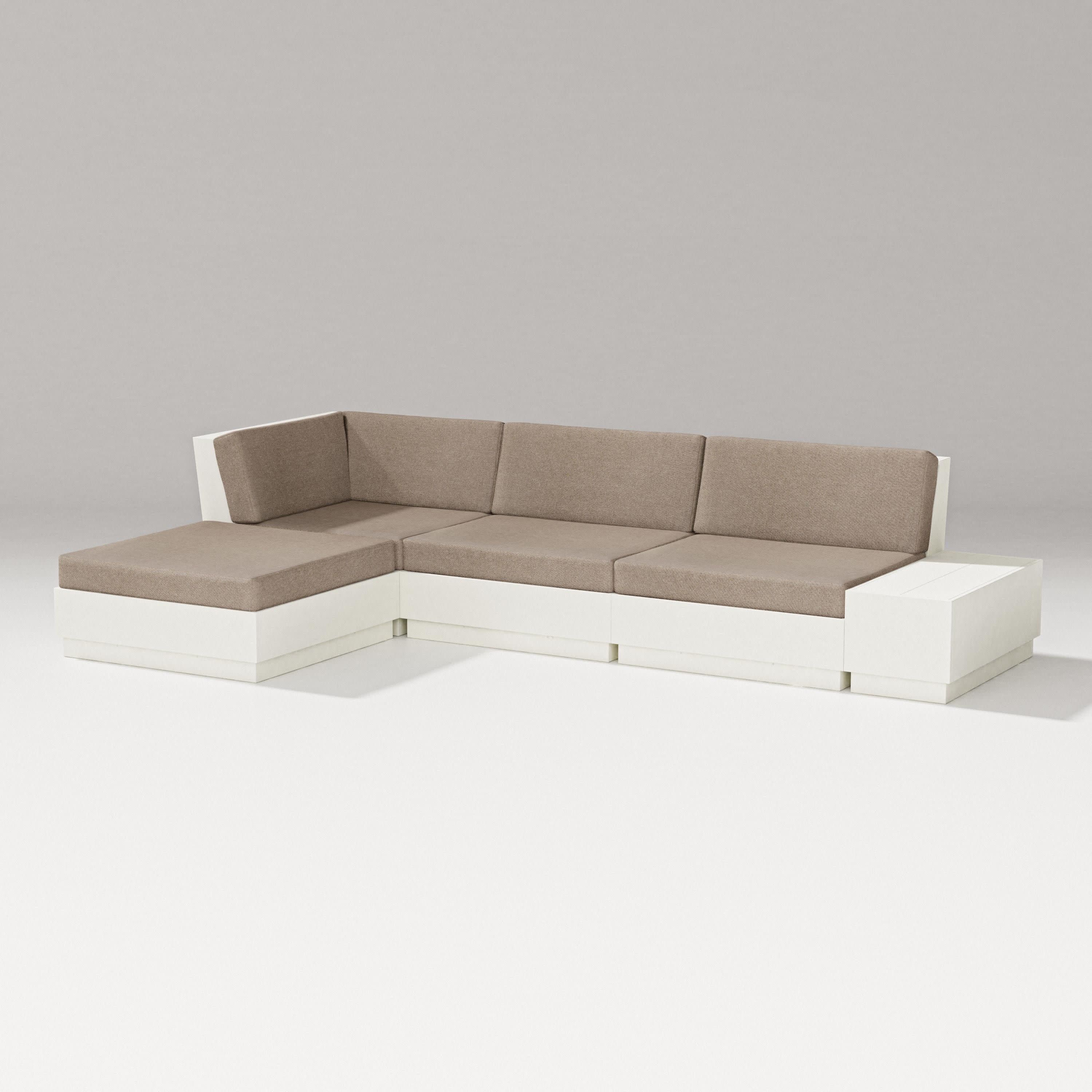 Elevate Chaise Sectional in Vintage White / Spiced Burlap