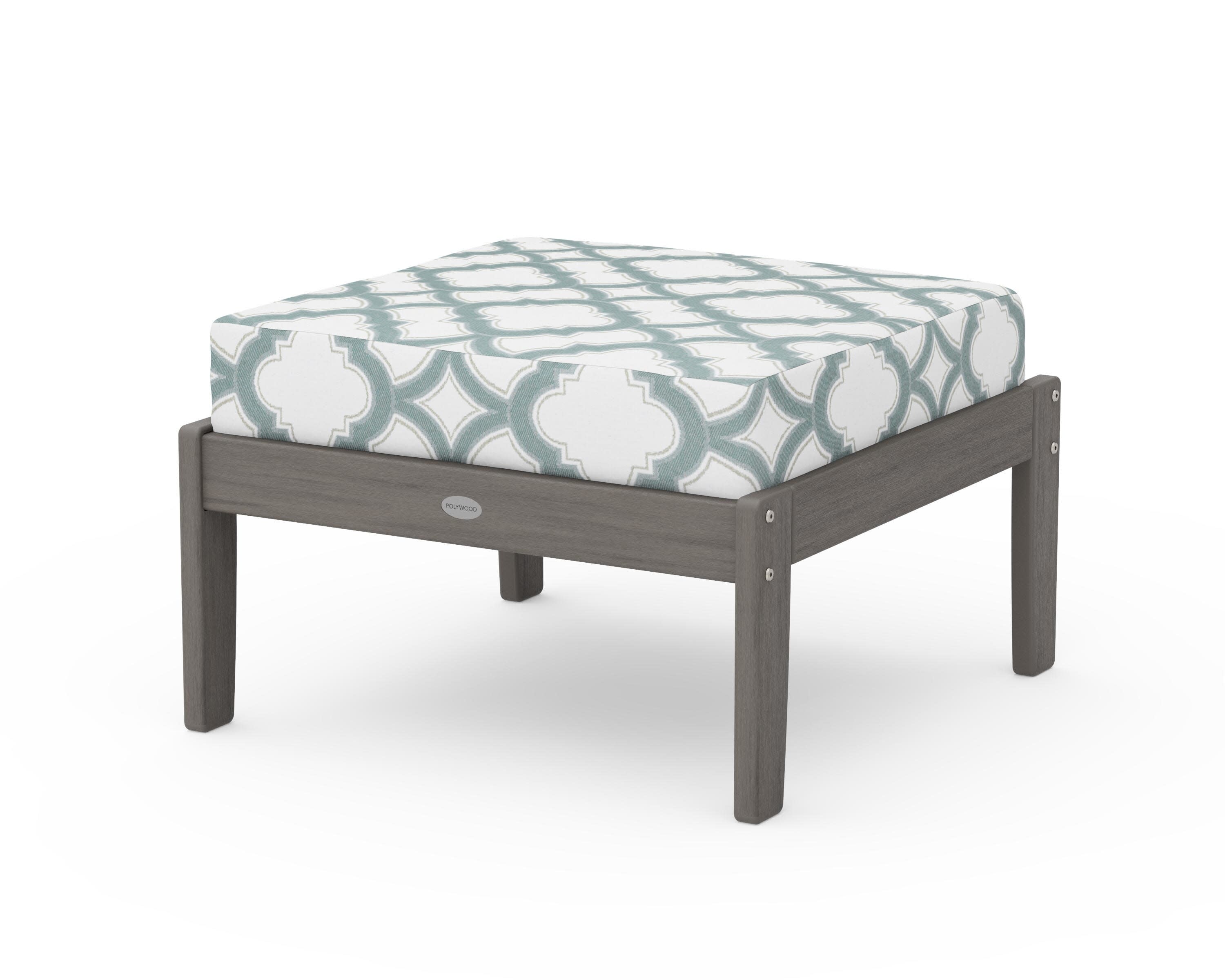 Braxton Deep Seating Ottoman in Driftwood / Trellis Glacier Spa