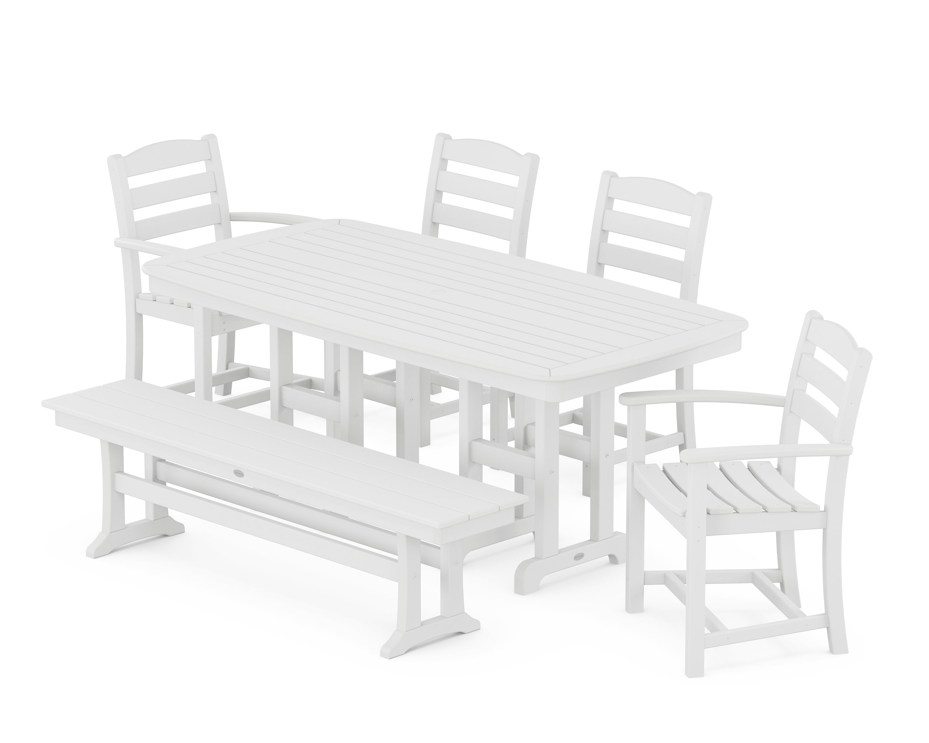 La Casa Caf 6-Piece Dining Set with Bench in White
