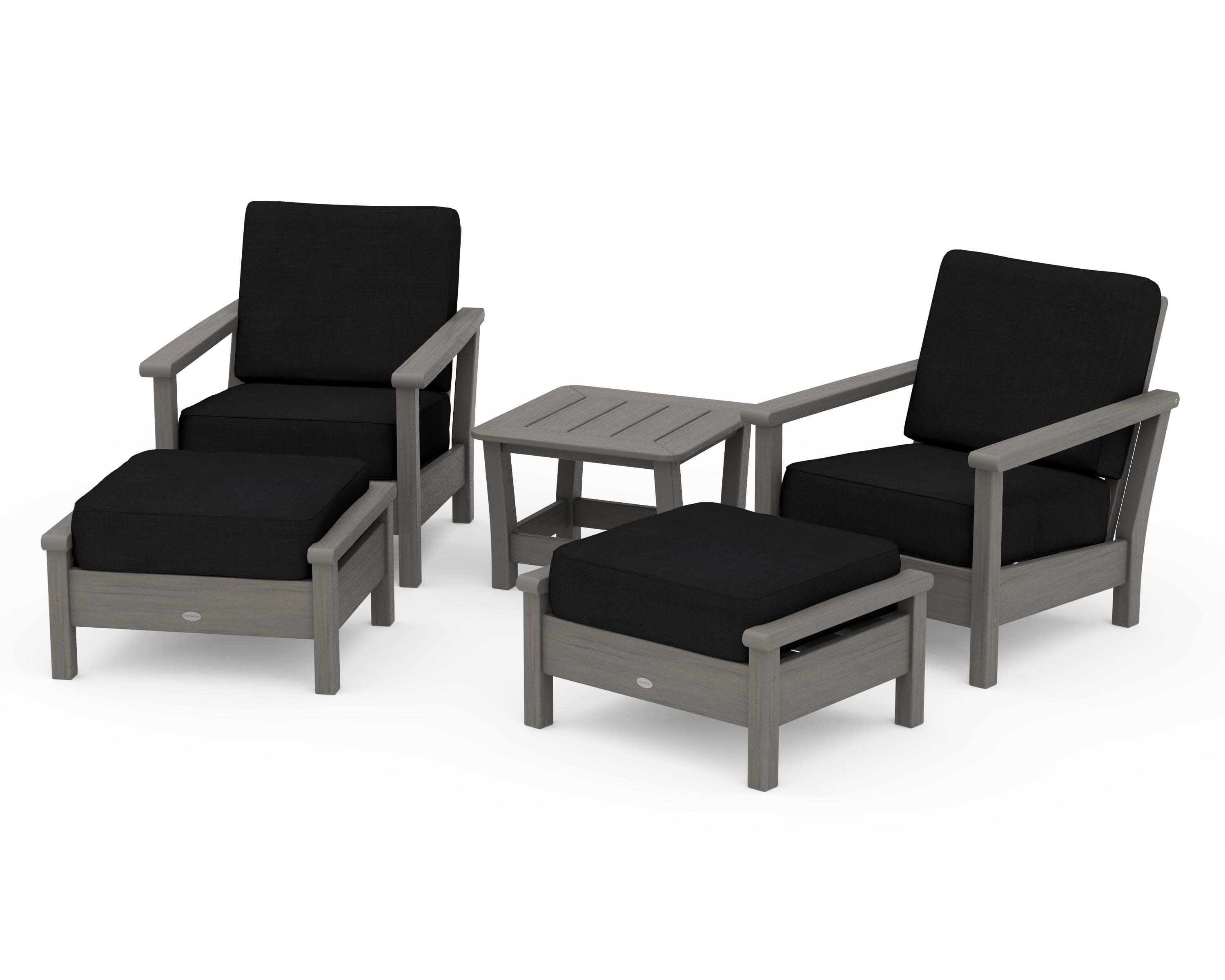 Harbour 5-Piece Deep Seating Chair Set in Driftwood / Midnight Linen