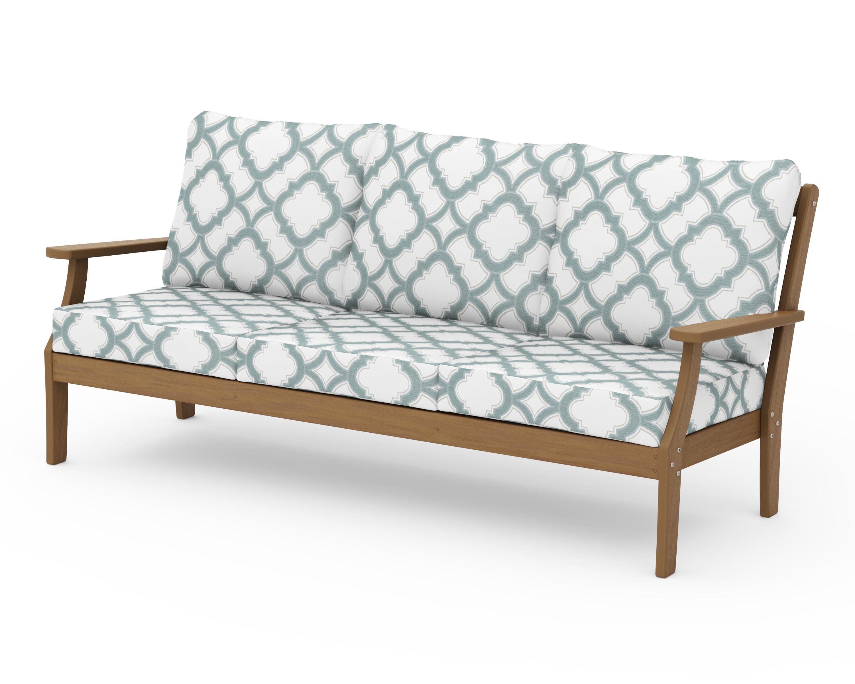 Braxton Deep Seating Sofa in Natural / Trellis Glacier Spa