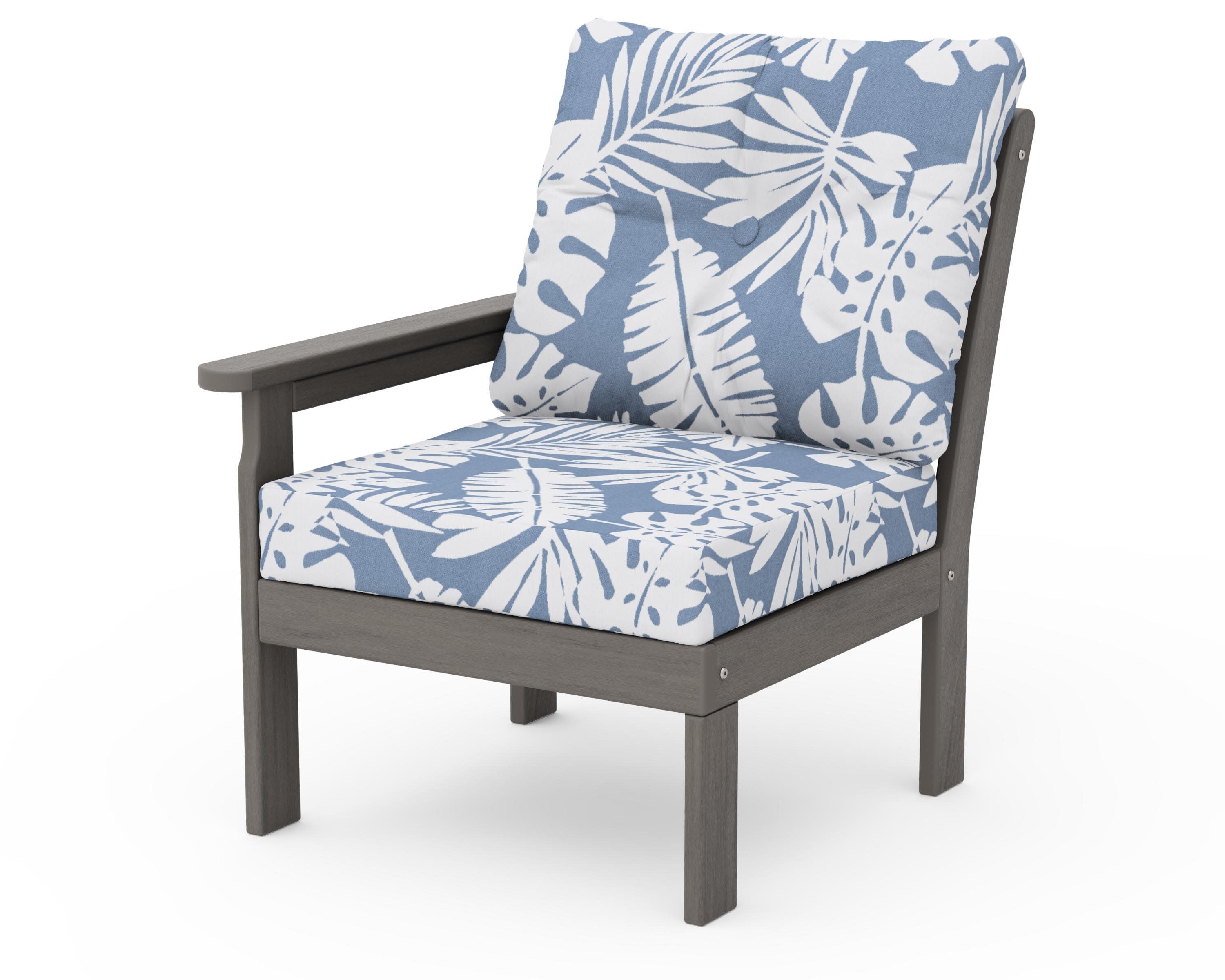 Vineyard Modular Left Arm Chair in Driftwood / Leaf Sky Blue
