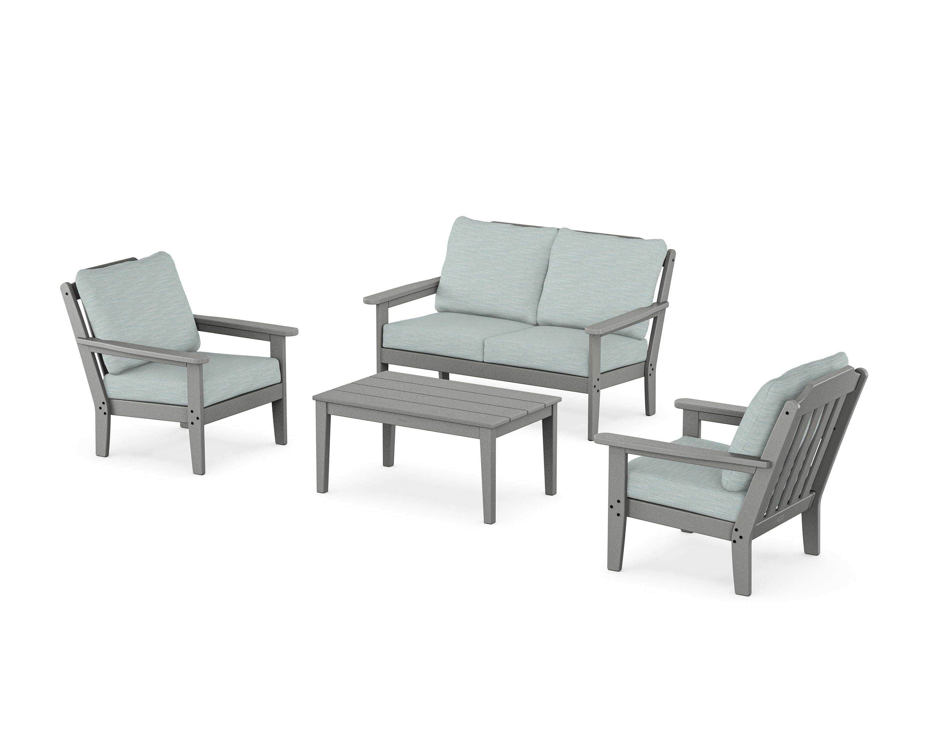 Cottage 4-Piece Deep Seating Set with Loveseat in Slate Grey / Soothe Mist
