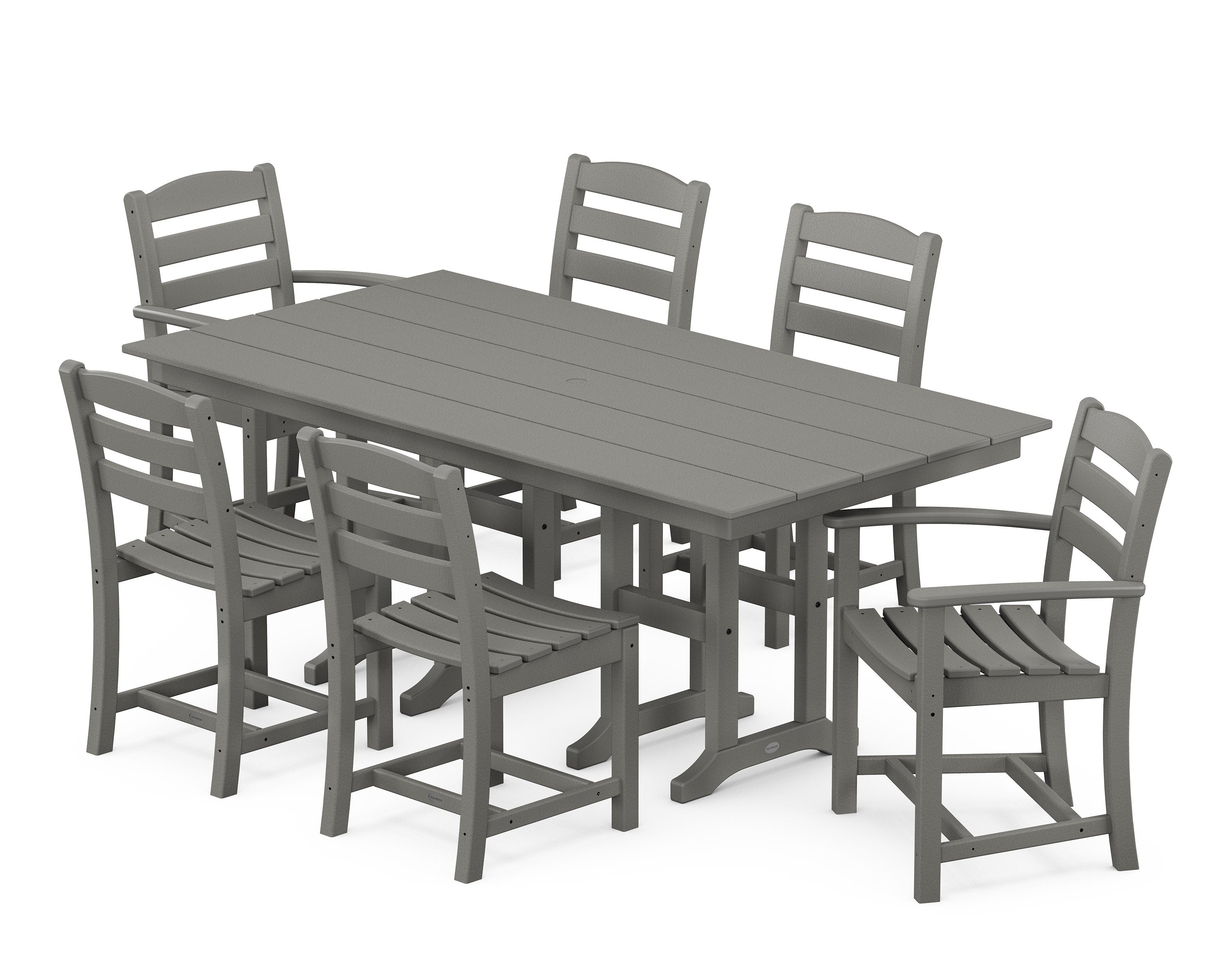 La Casa Caf 7-Piece Farmhouse Dining Set in Slate Grey