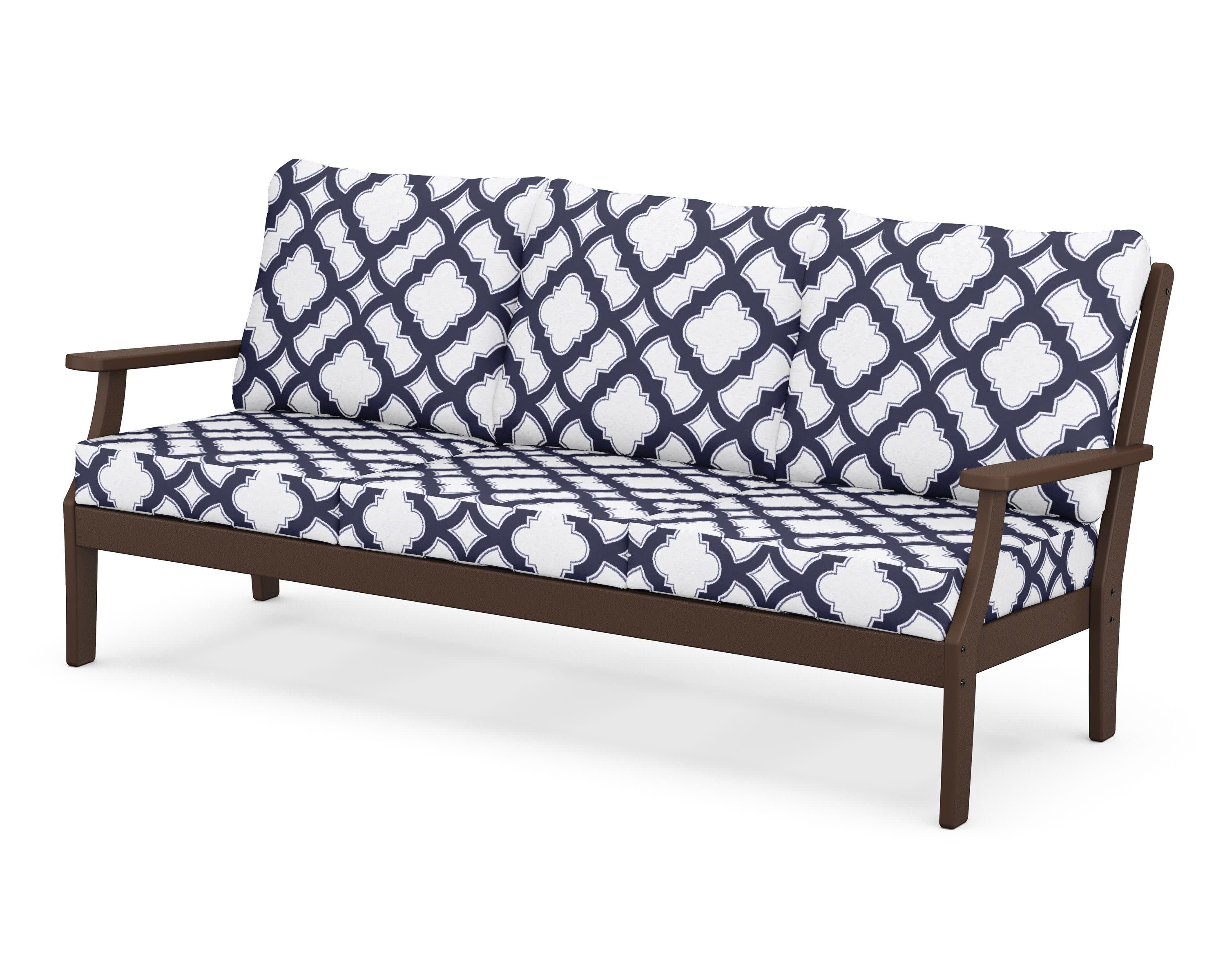 Braxton Deep Seating Sofa in Mahogany / Trellis Navy
