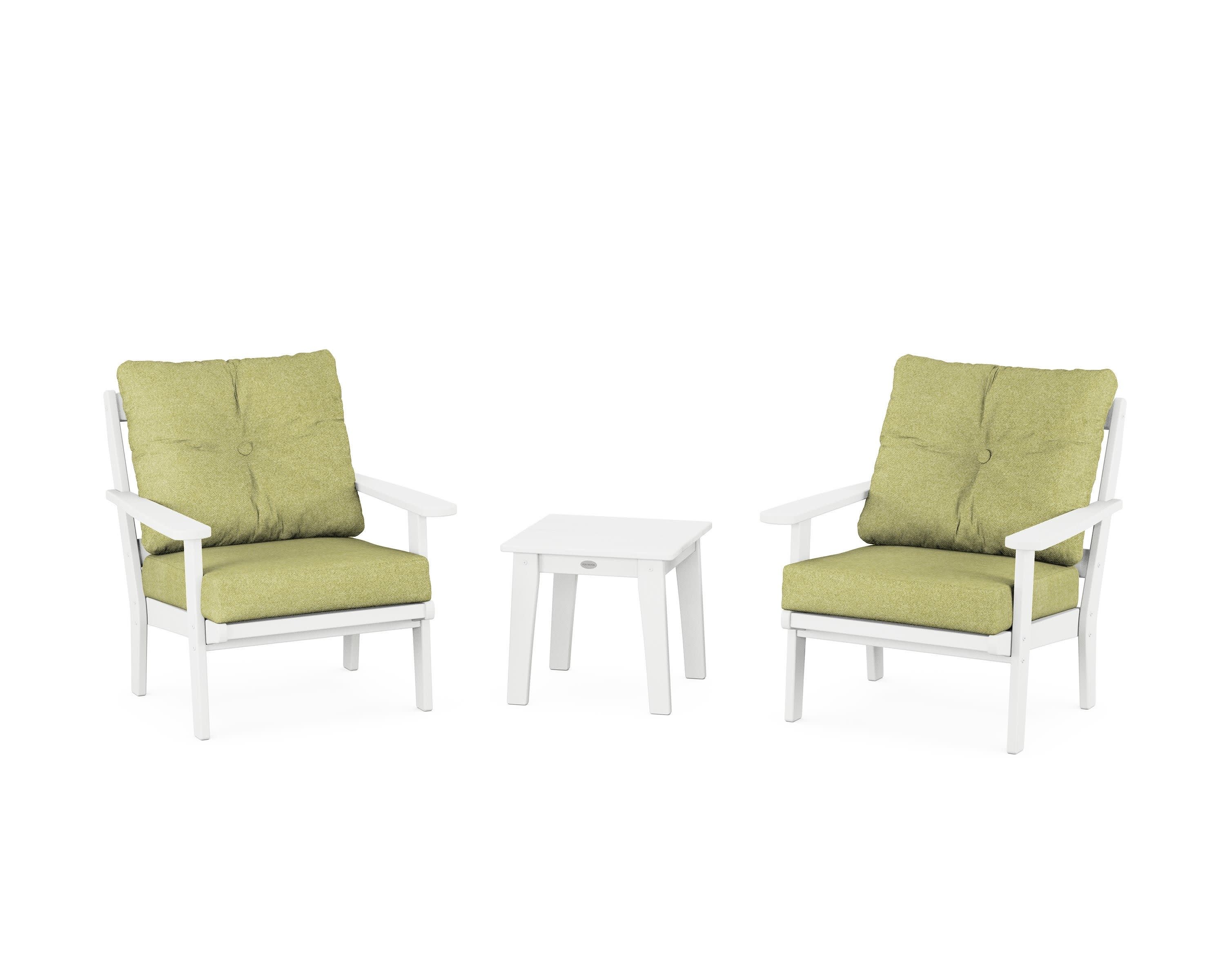 Mission 3-Piece Deep Seating Set in White / Chartreuse Boucle