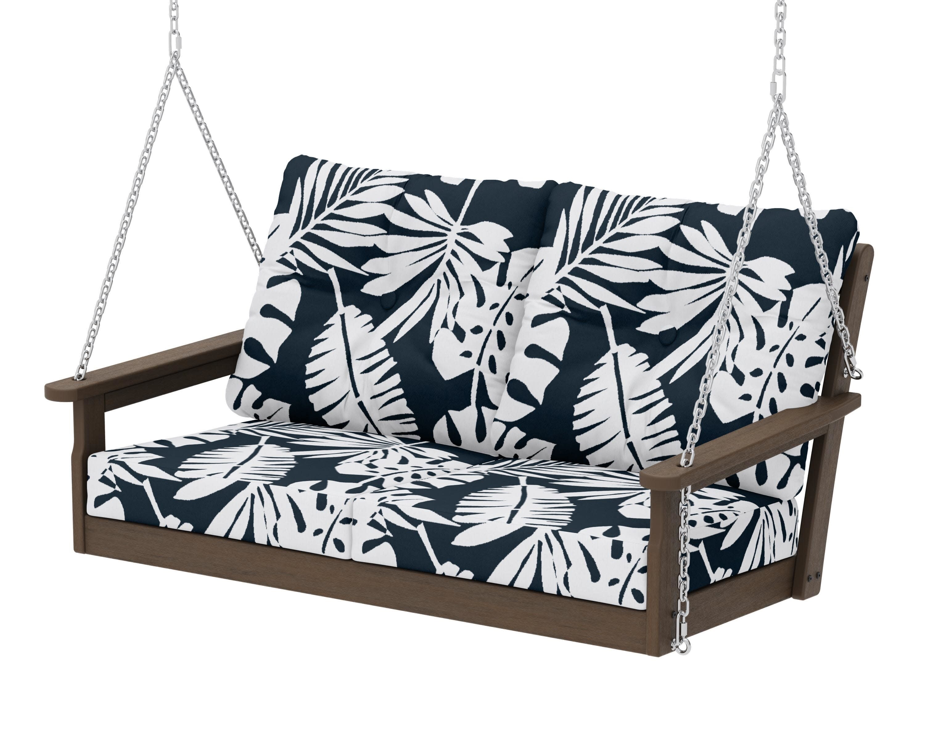Vineyard Deep Seating Swing in Kona / Leaf Marine Indigo