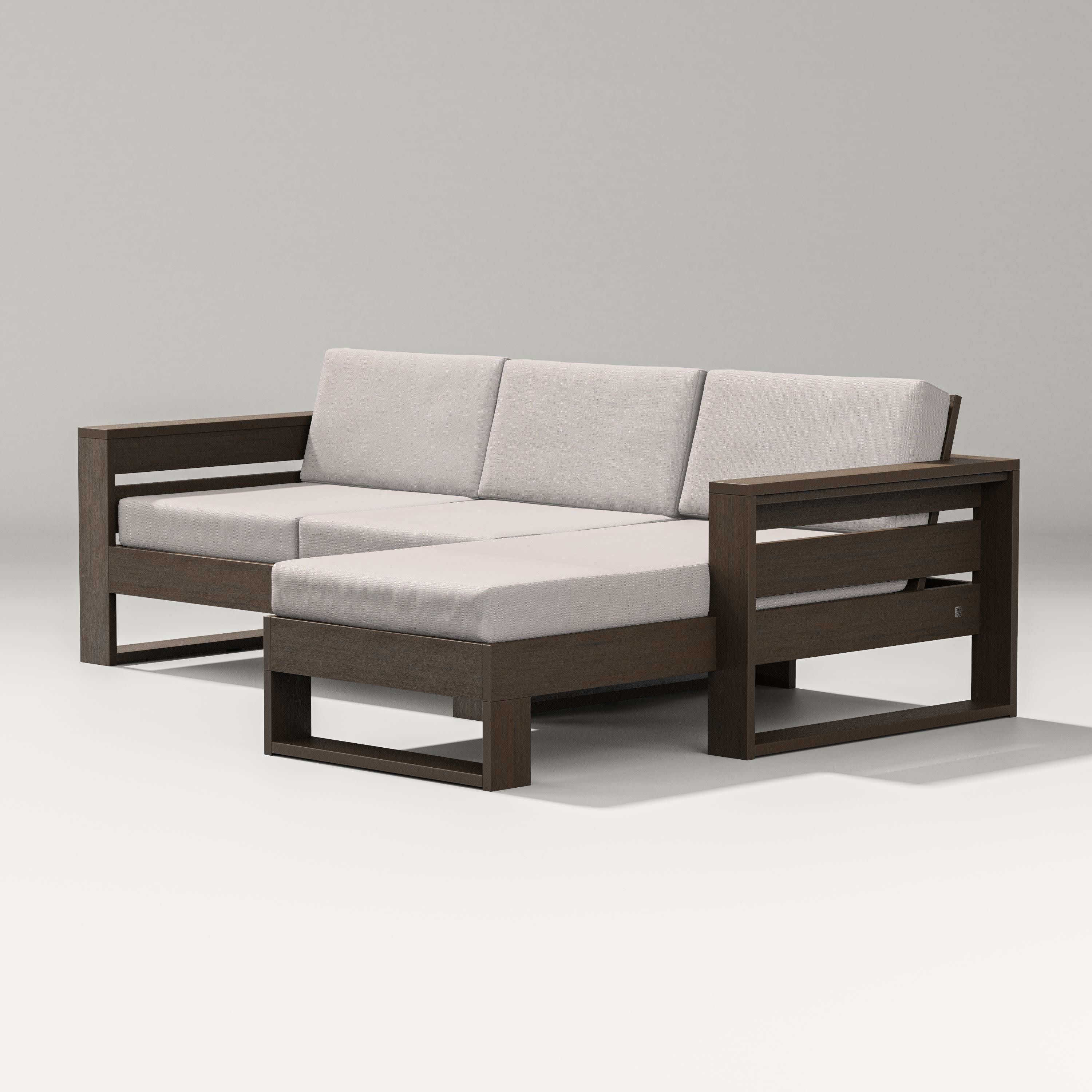 Latitude Right Chaise Sectional in Kona / Dune Burlap