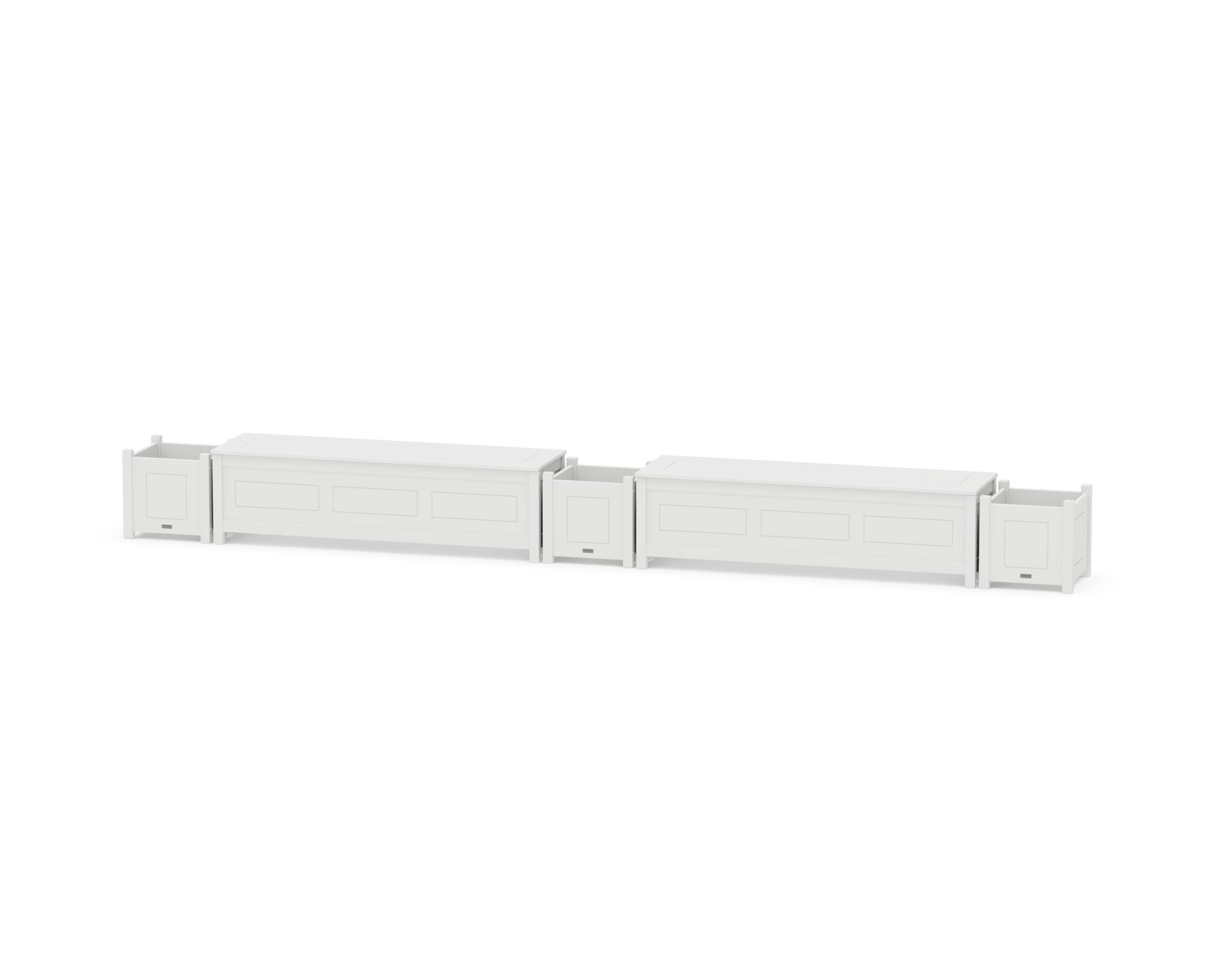 60" Country Living Straight Double Planter Storage Bench Set in White