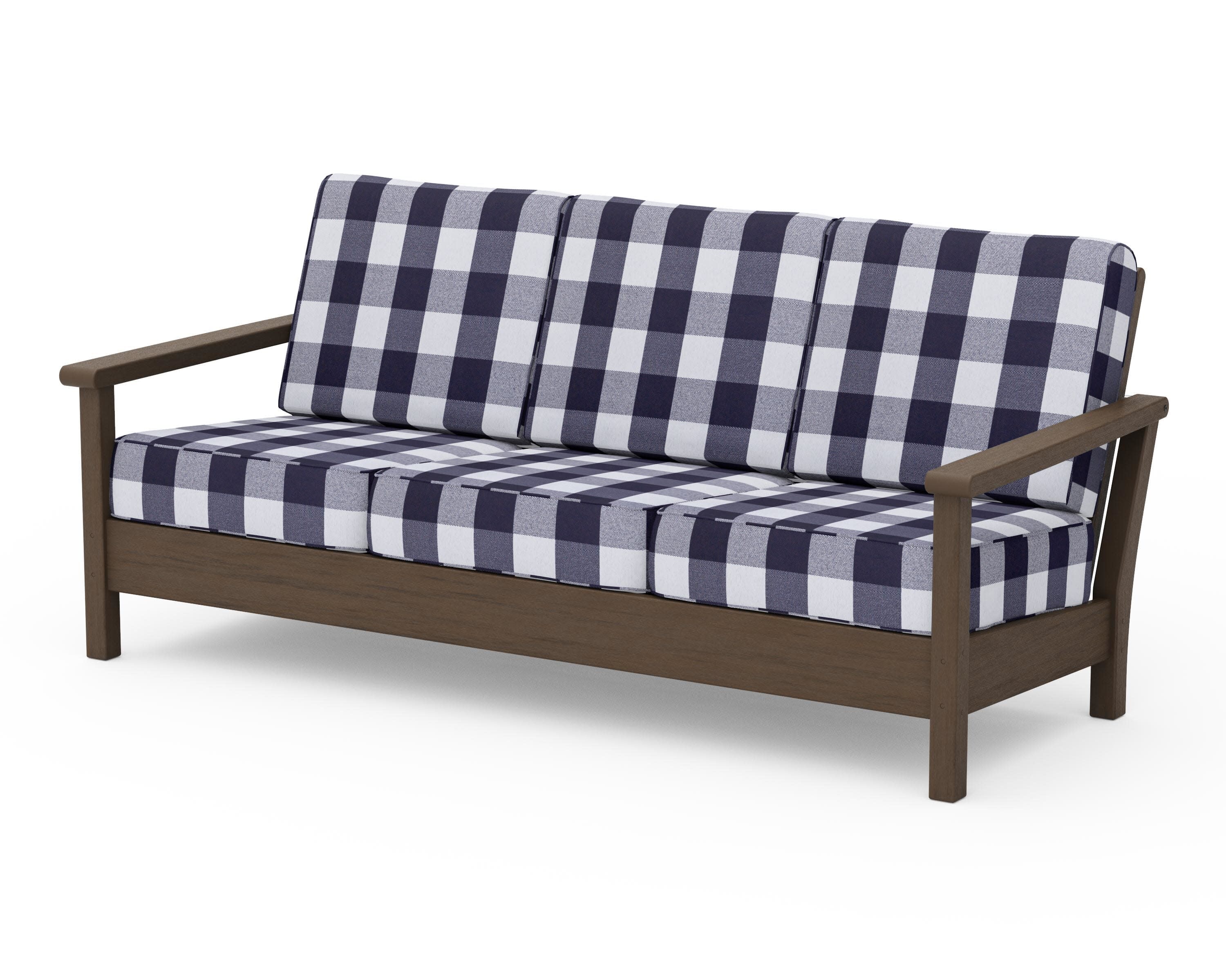 Harbour Deep Seating Sofa in Kona / Buffalo Plaid Navy