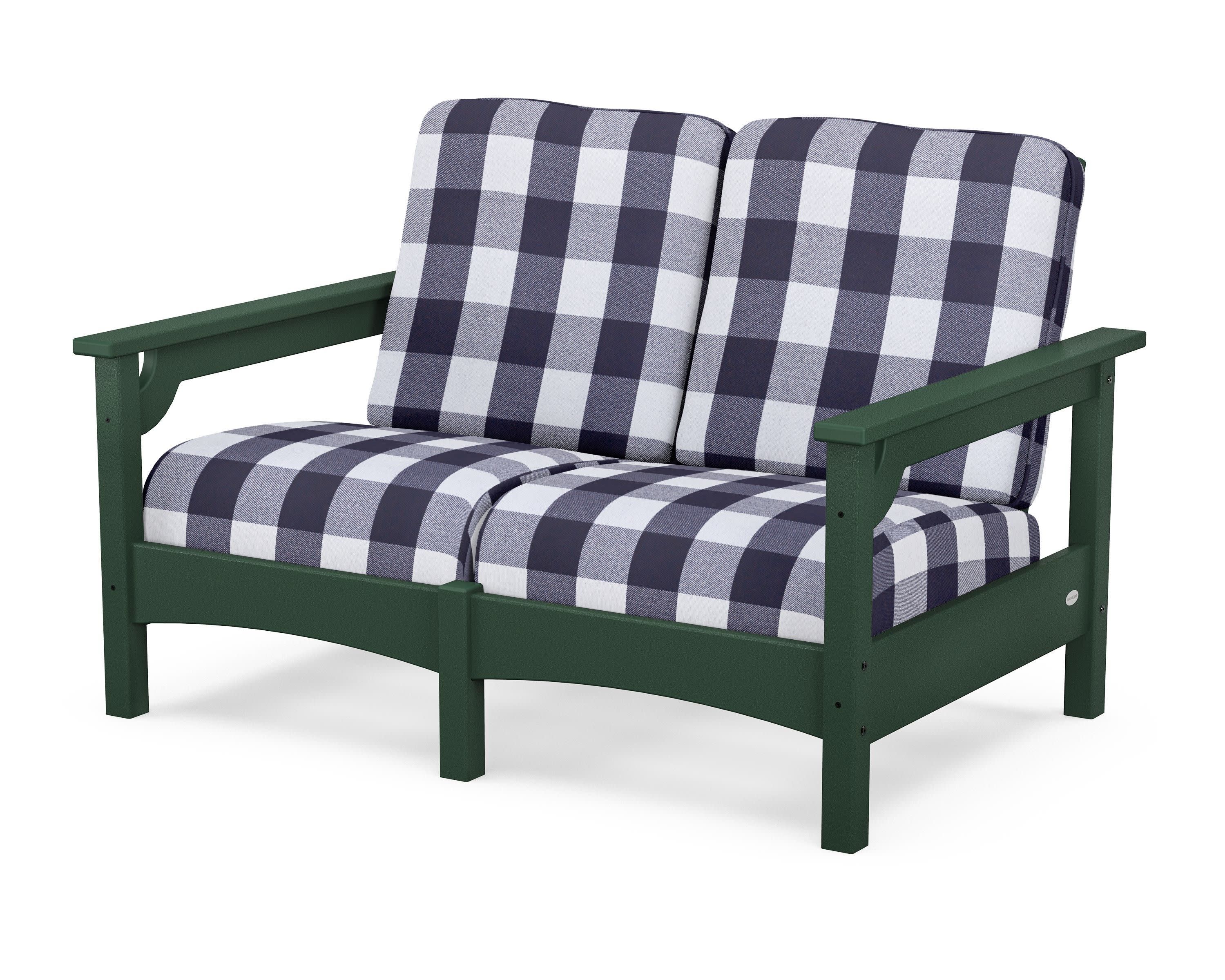 Club Loveseat in Green / Buffalo Plaid Navy