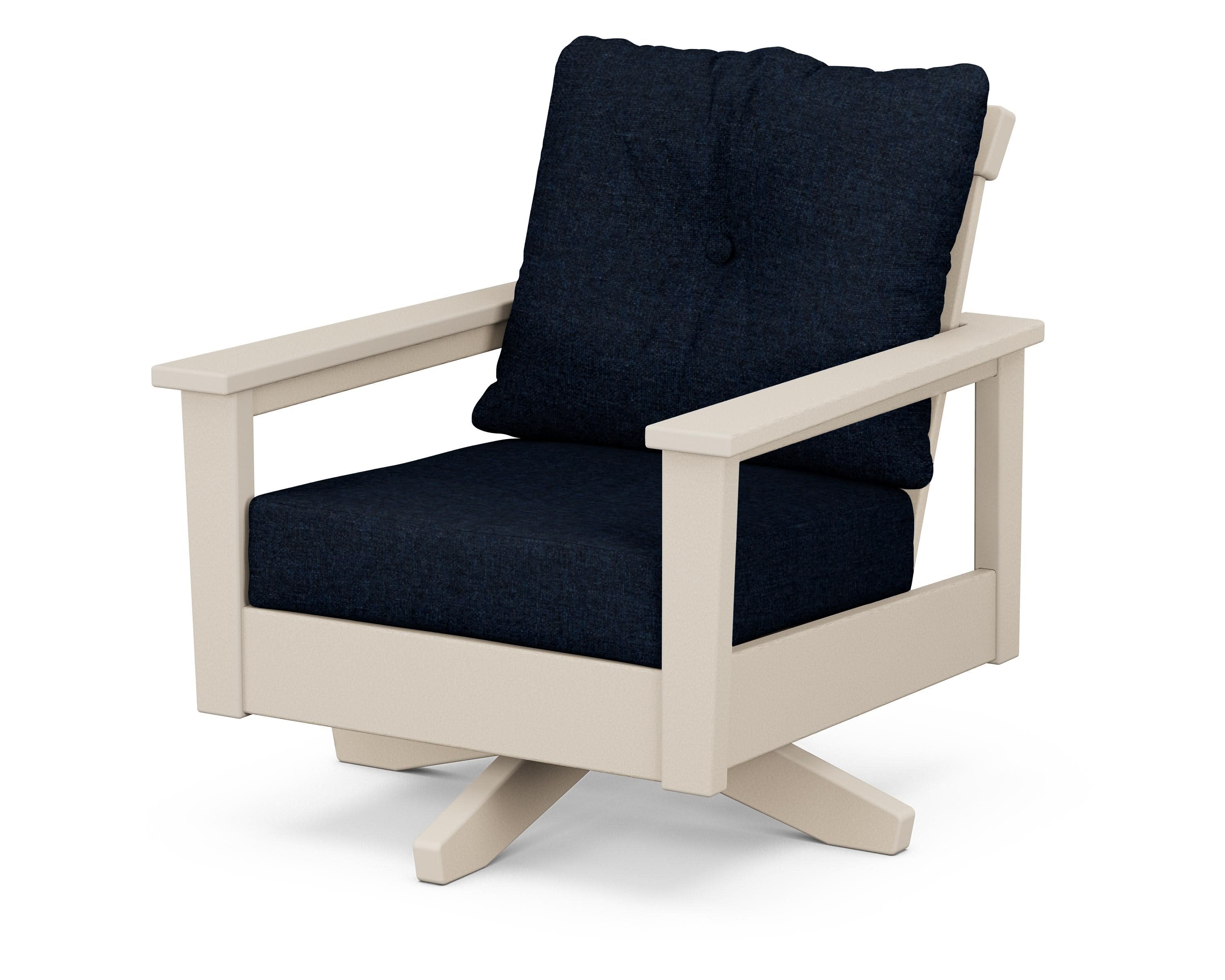 Prescott Deep Seating Swivel Chair in Sand / Marine Indigo