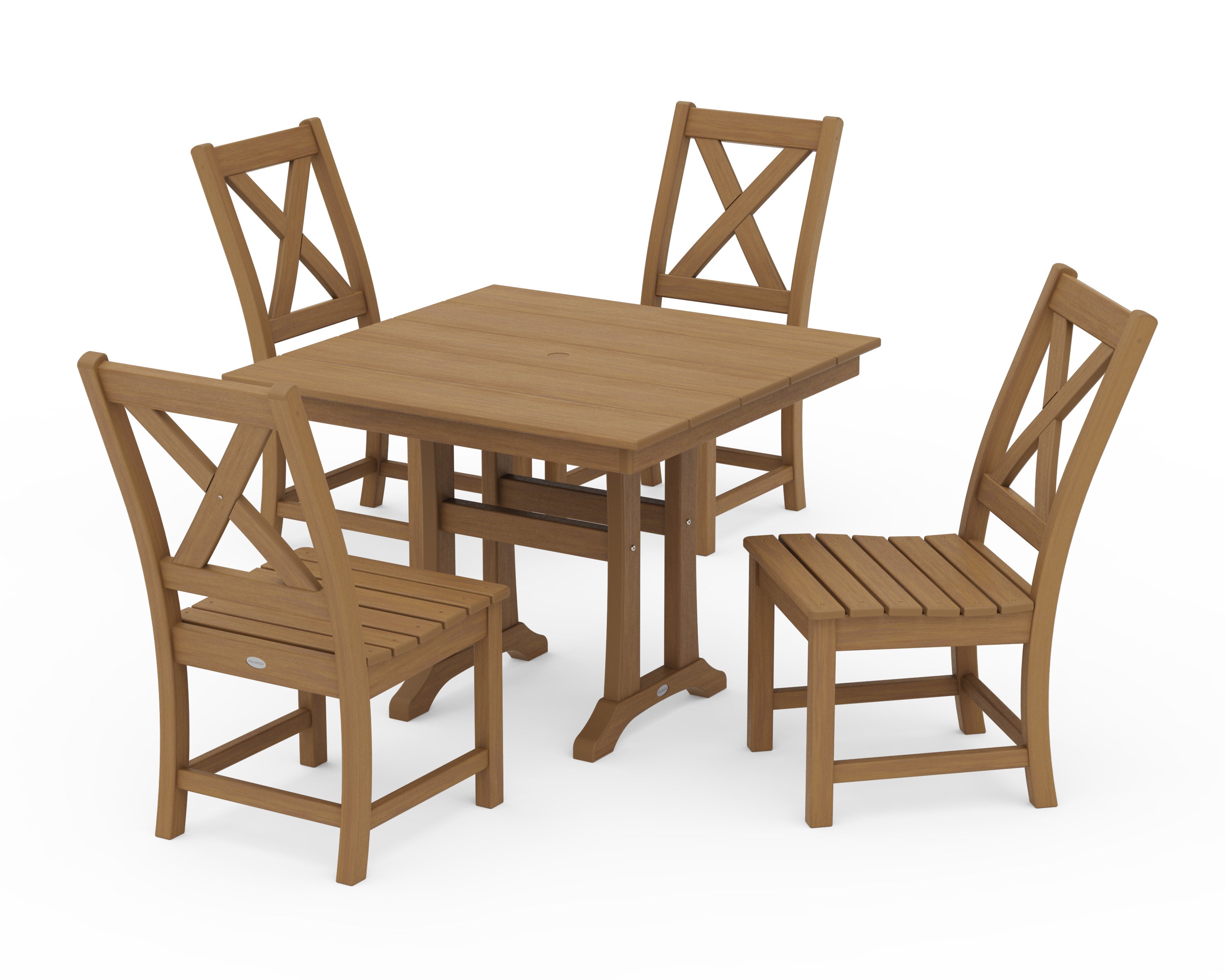 Braxton Side Chair 5-Piece Farmhouse Dining Set With Trestle Legs in Natural
