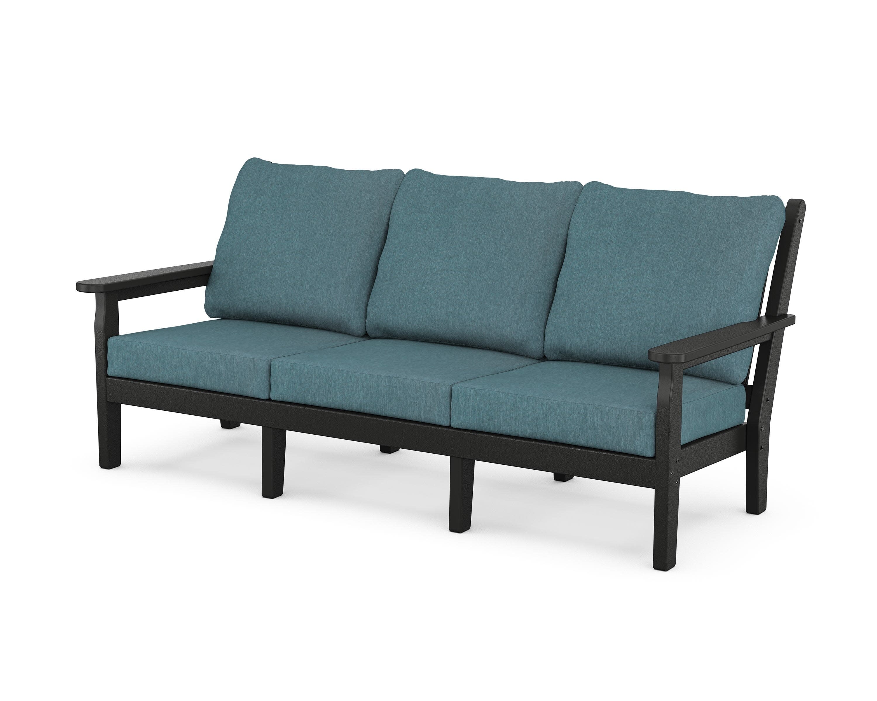 Chippendale Deep Seating Sofa in Black / Ocean Teal