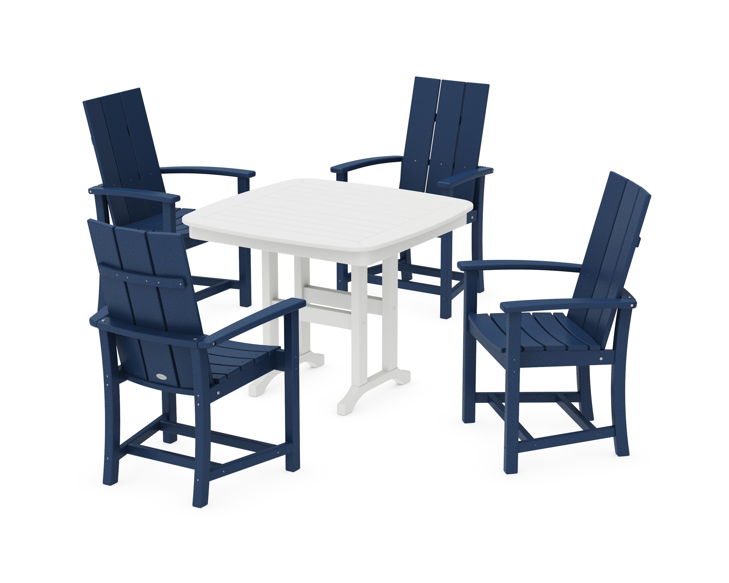 Modern Adirondack 5-Piece Dining Set in Navy / White