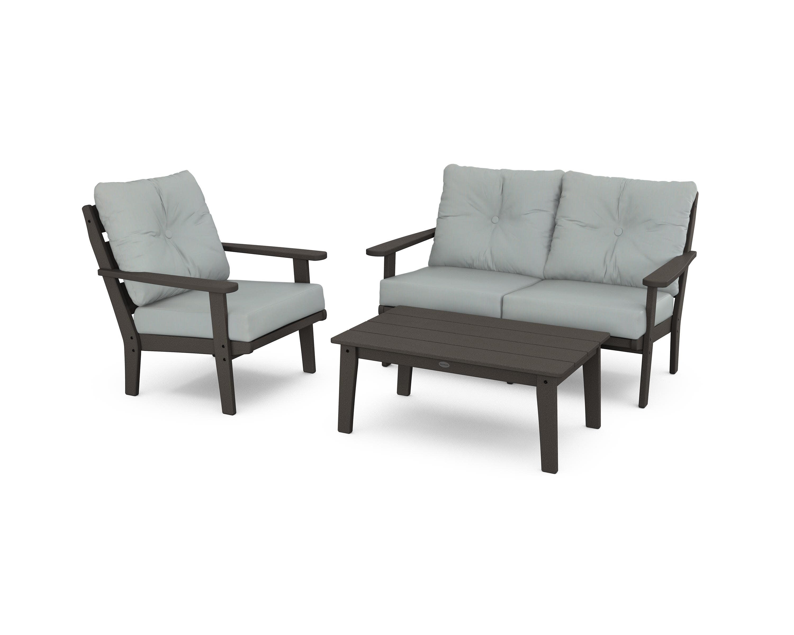 Lakeside 3-Piece Deep Seating Set in Vintage Coffee / Spa