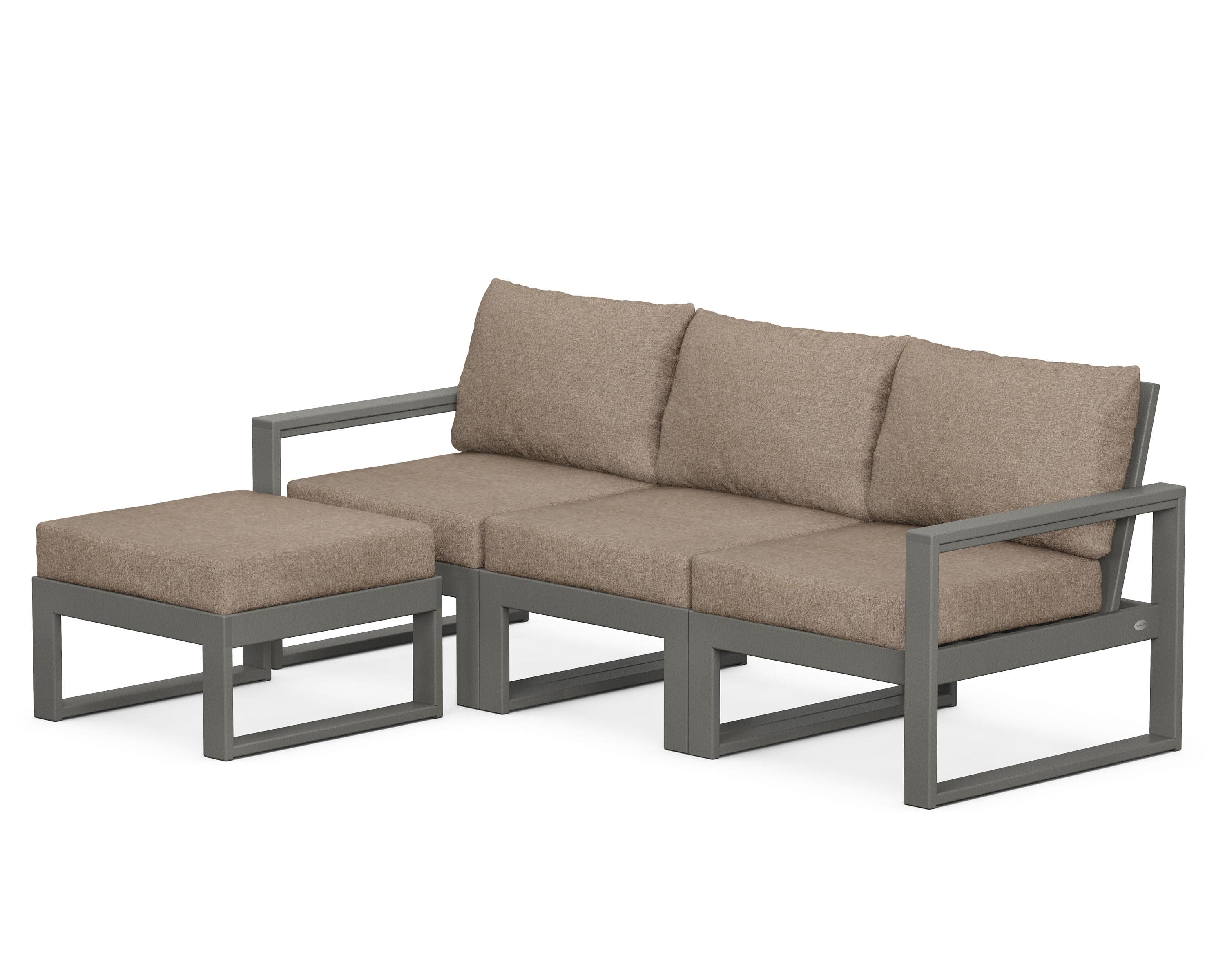 EDGE 4-Piece Modular Deep Seating Set with Ottoman in Slate Grey / Spiced Burlap