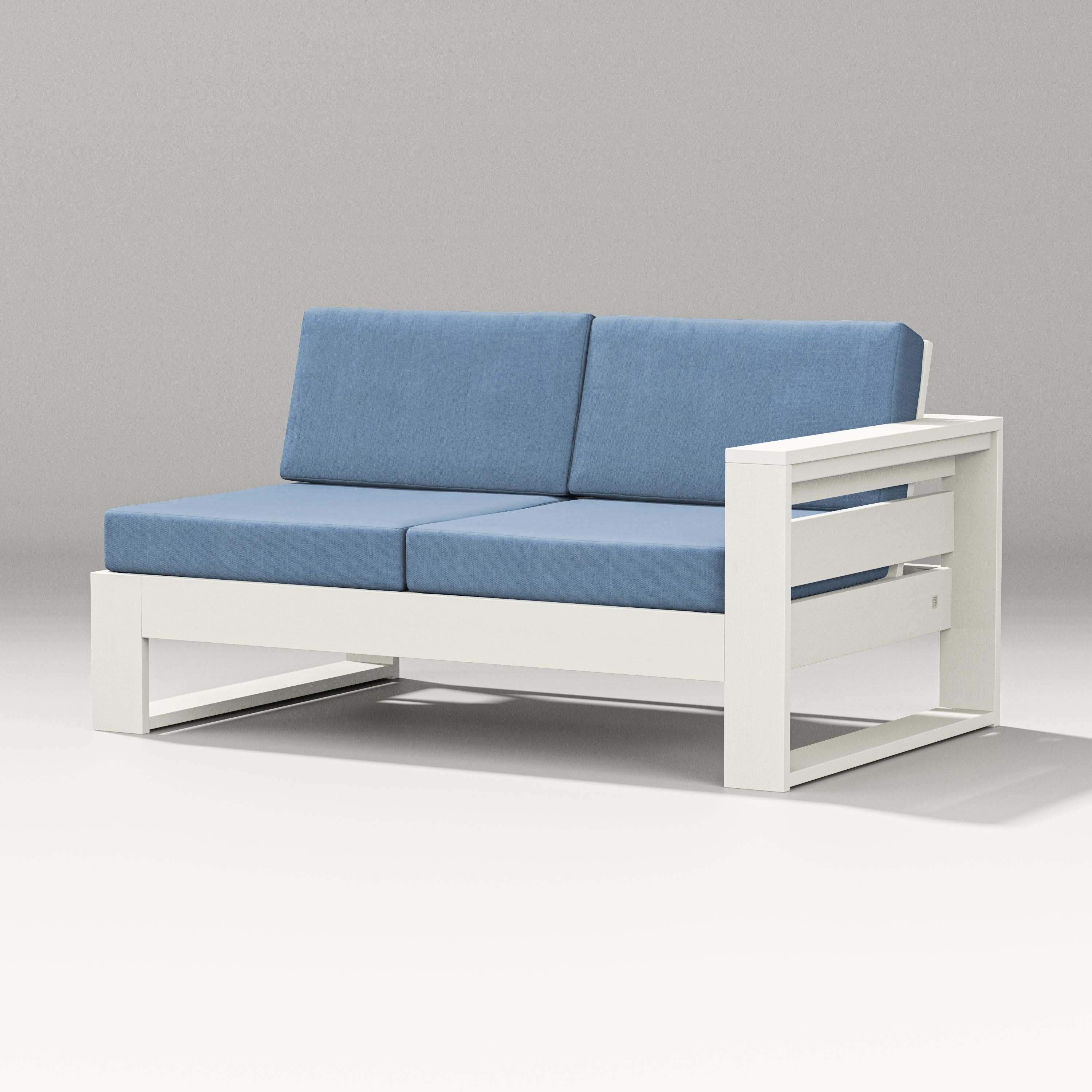 Latitude Modular Right Arm Loveseat in Vintage White / Sky Blue