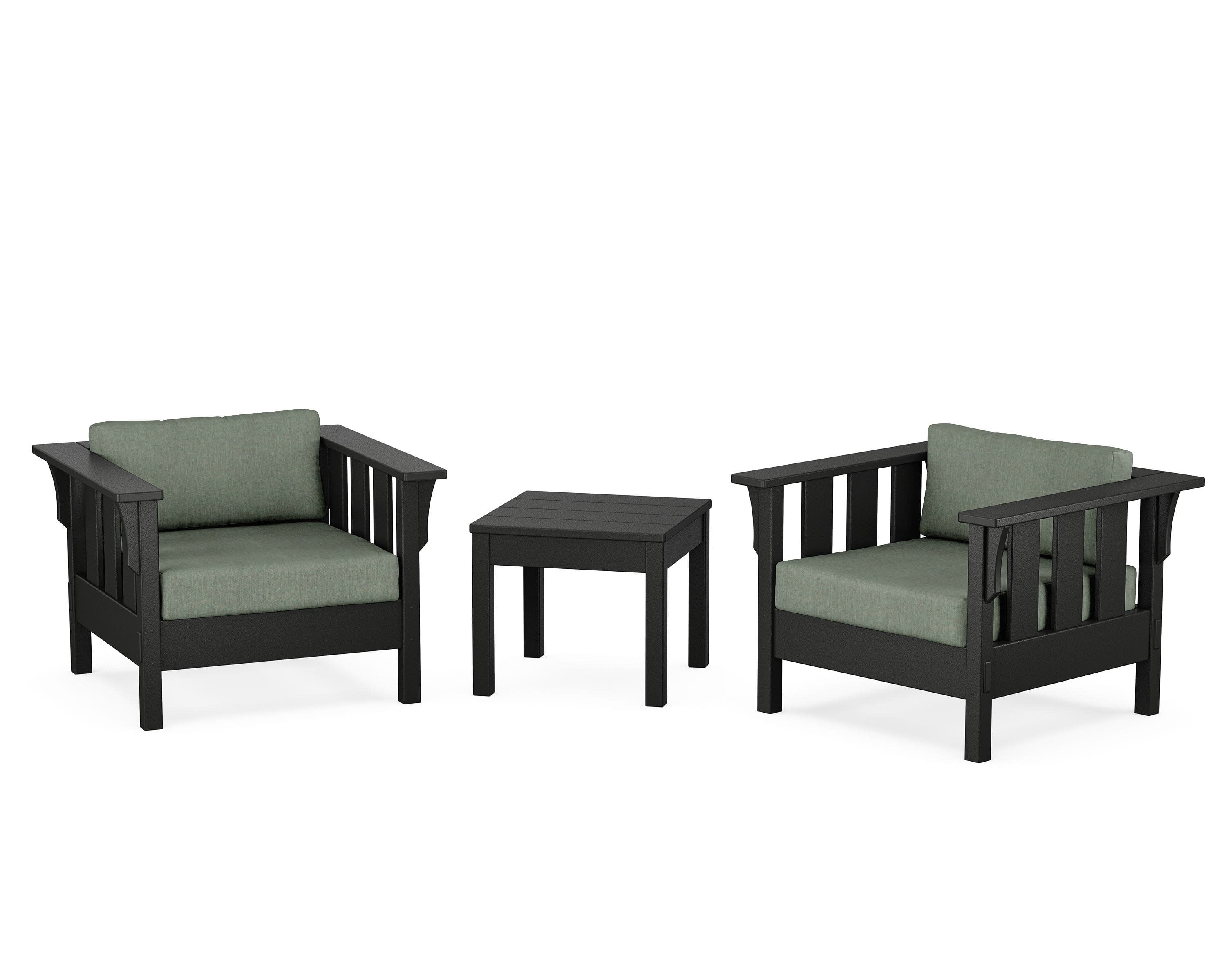 Acadia 3-Piece Deep Seating Set in Black / Cast Sage