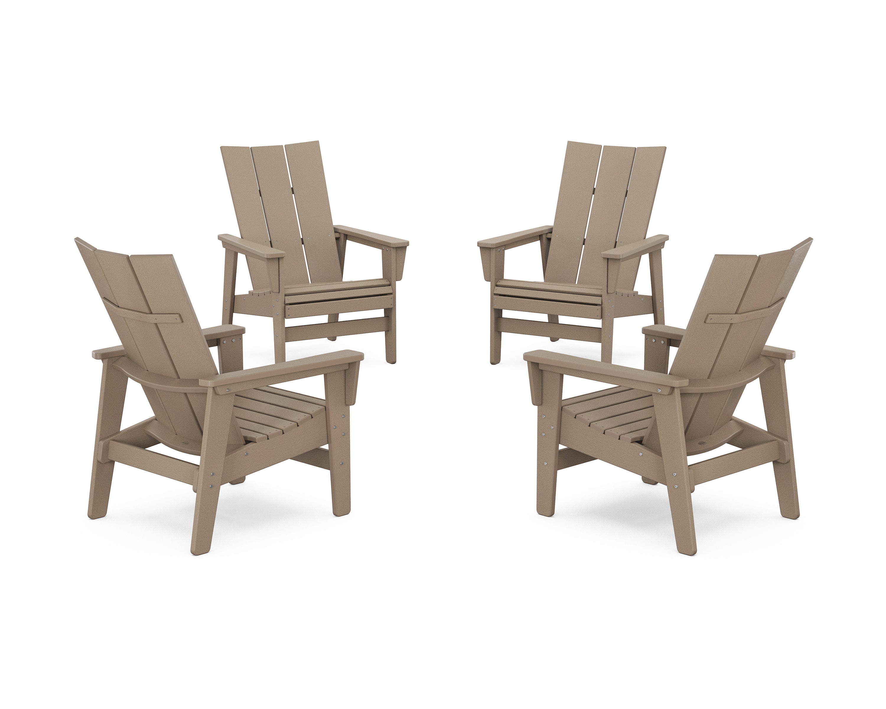 4-Piece Modern Grand Upright Adirondack Chair Conversation Set in Vintage Sahara