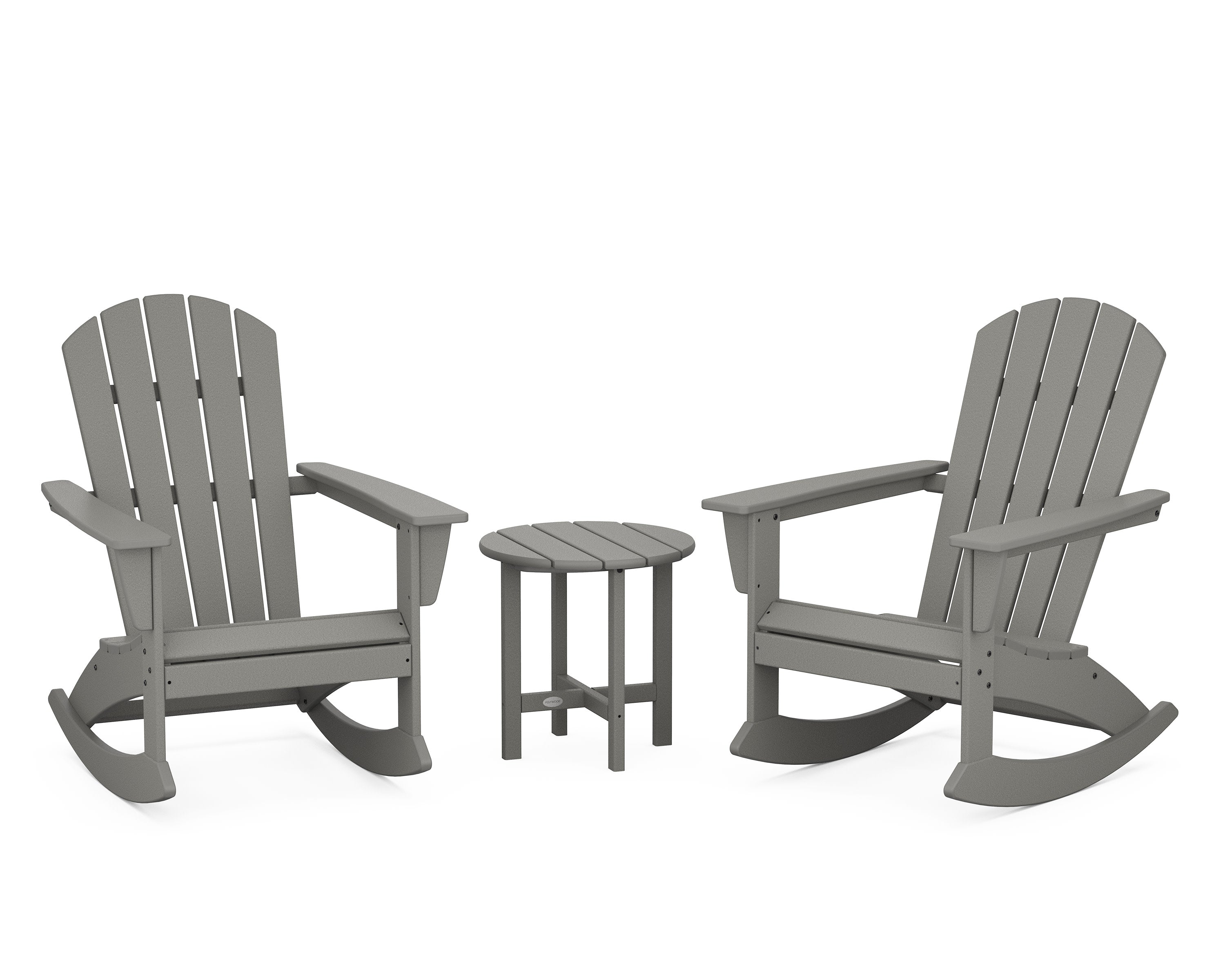 Nautical 3-Piece Adirondack Rocking Chair Set in Slate Grey
