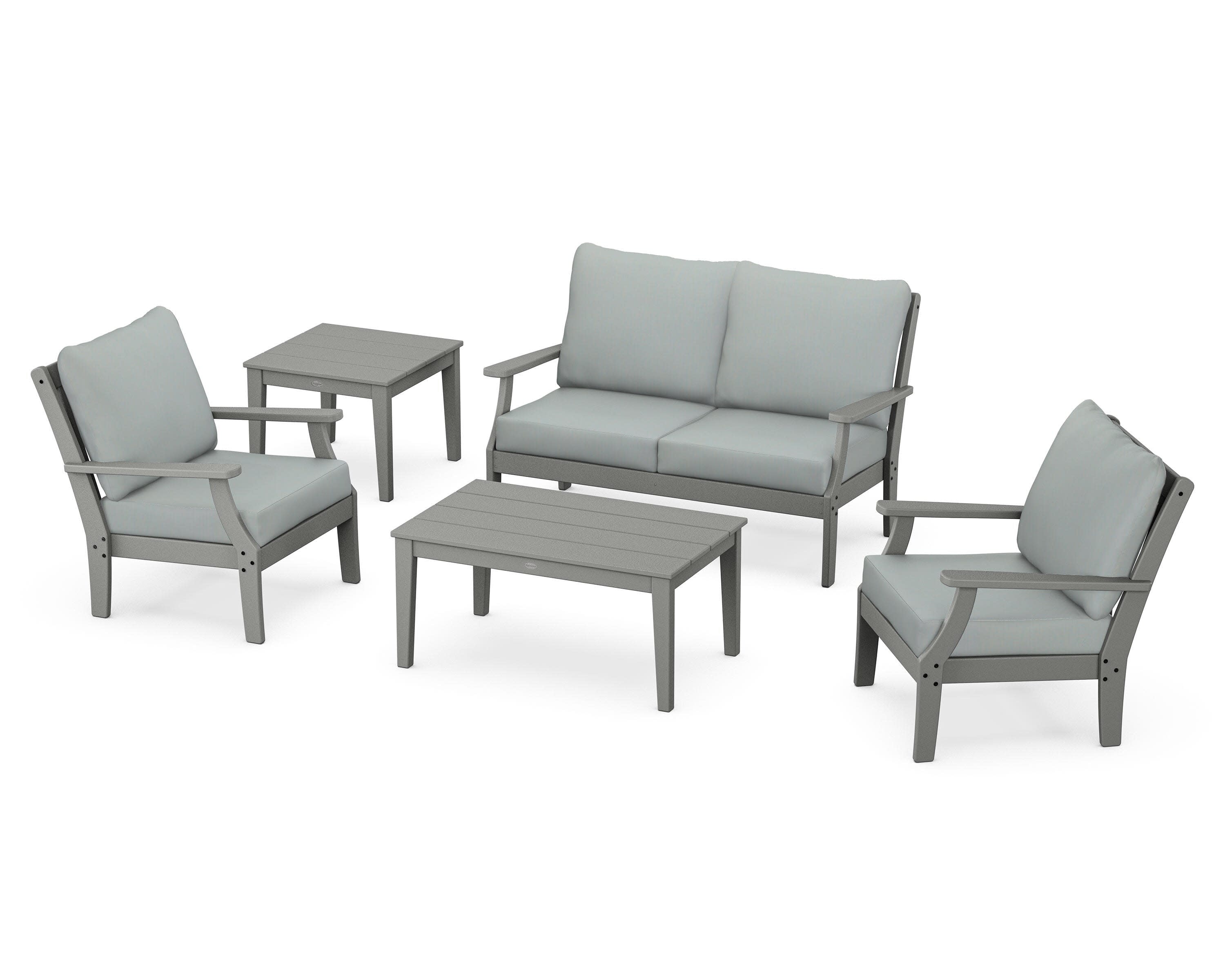 Braxton 5-Piece Deep Seating Set in Slate Grey / Spa