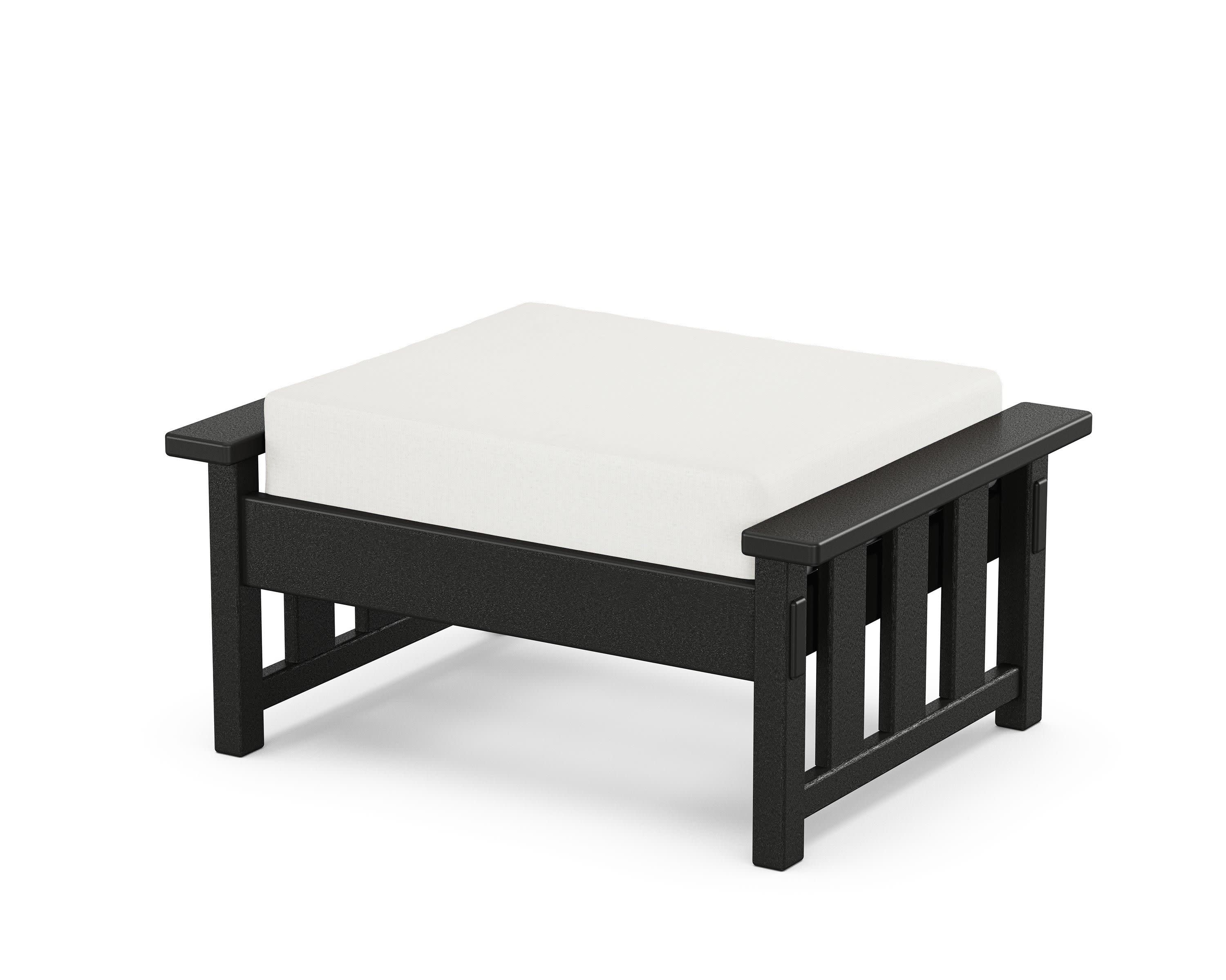Acadia Deep Seating Ottoman in Black / Natural Linen