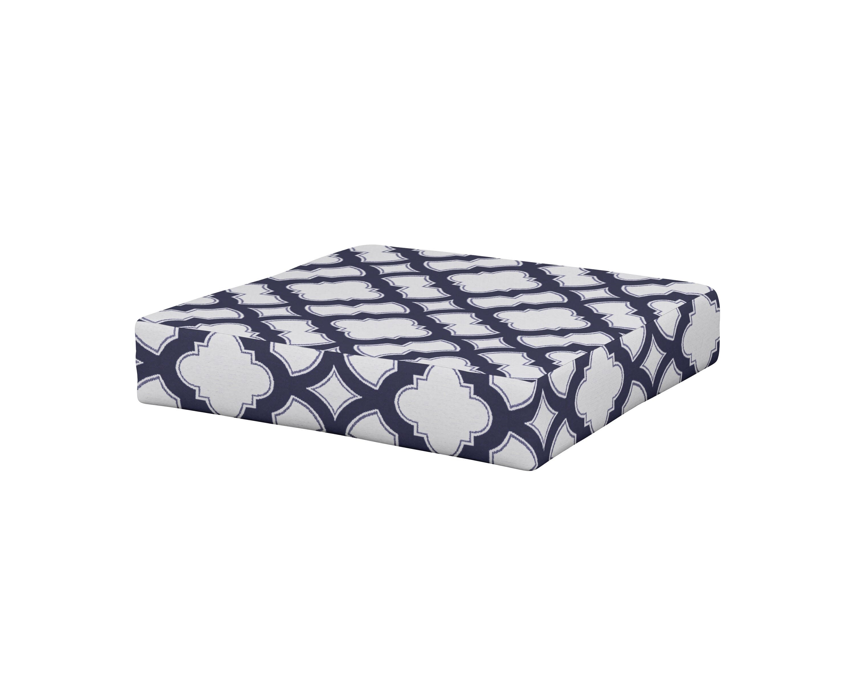 Modular Ottoman Cushion in Trellis Navy