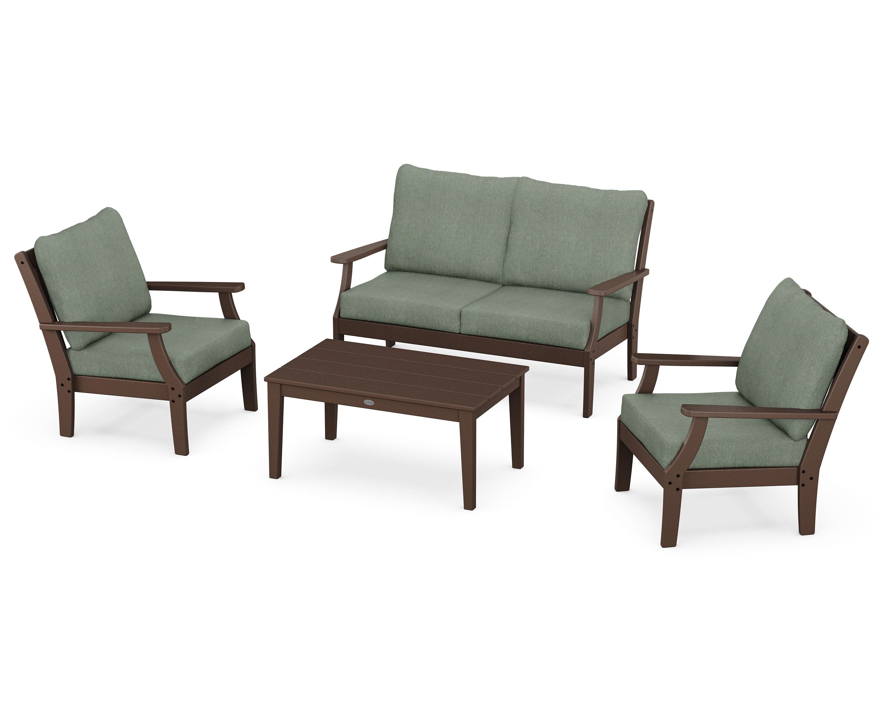 Braxton 4-Piece Deep Seating Chair Set in Mahogany / Cast Sage