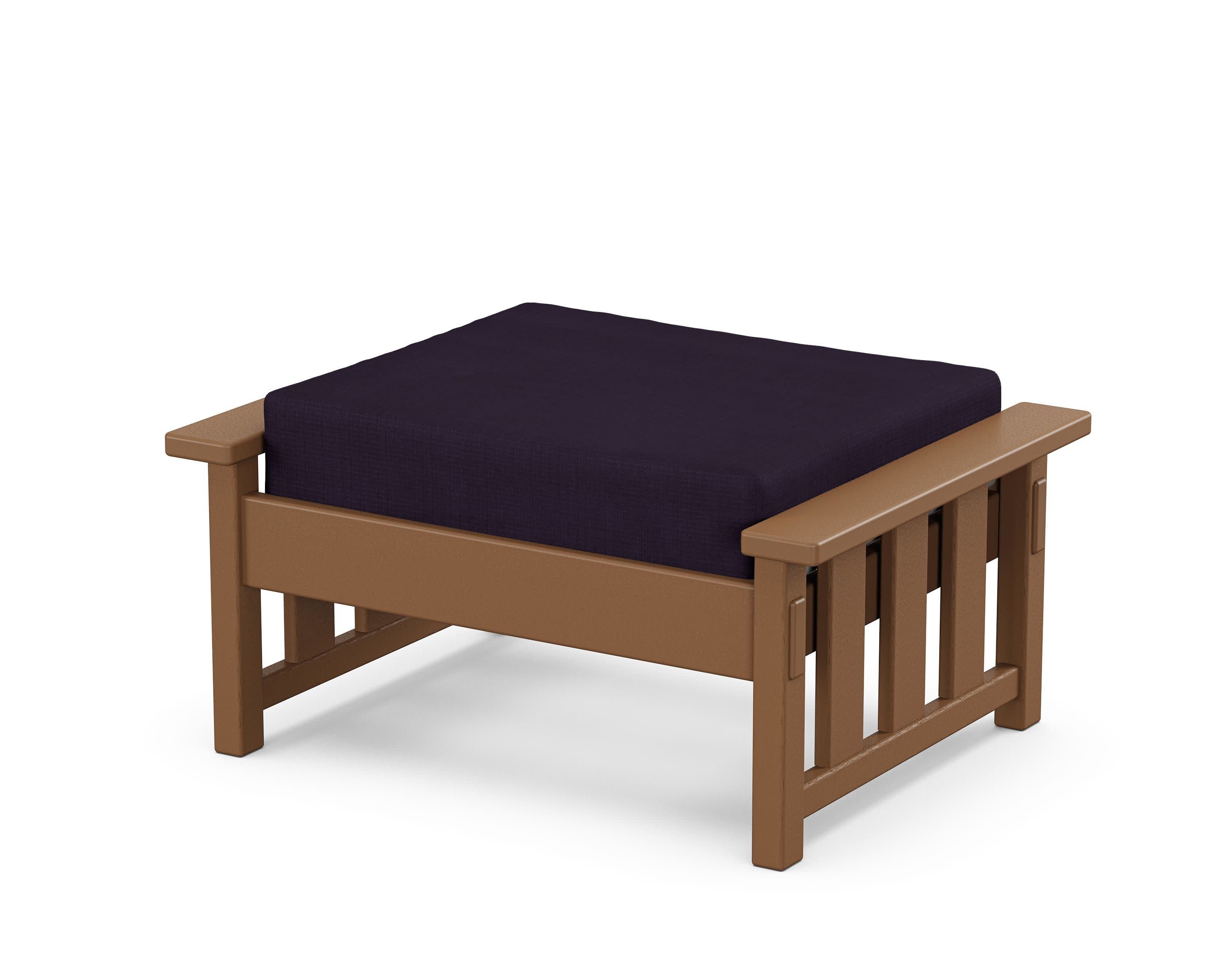 Acadia Deep Seating Ottoman in Teak / Navy Linen