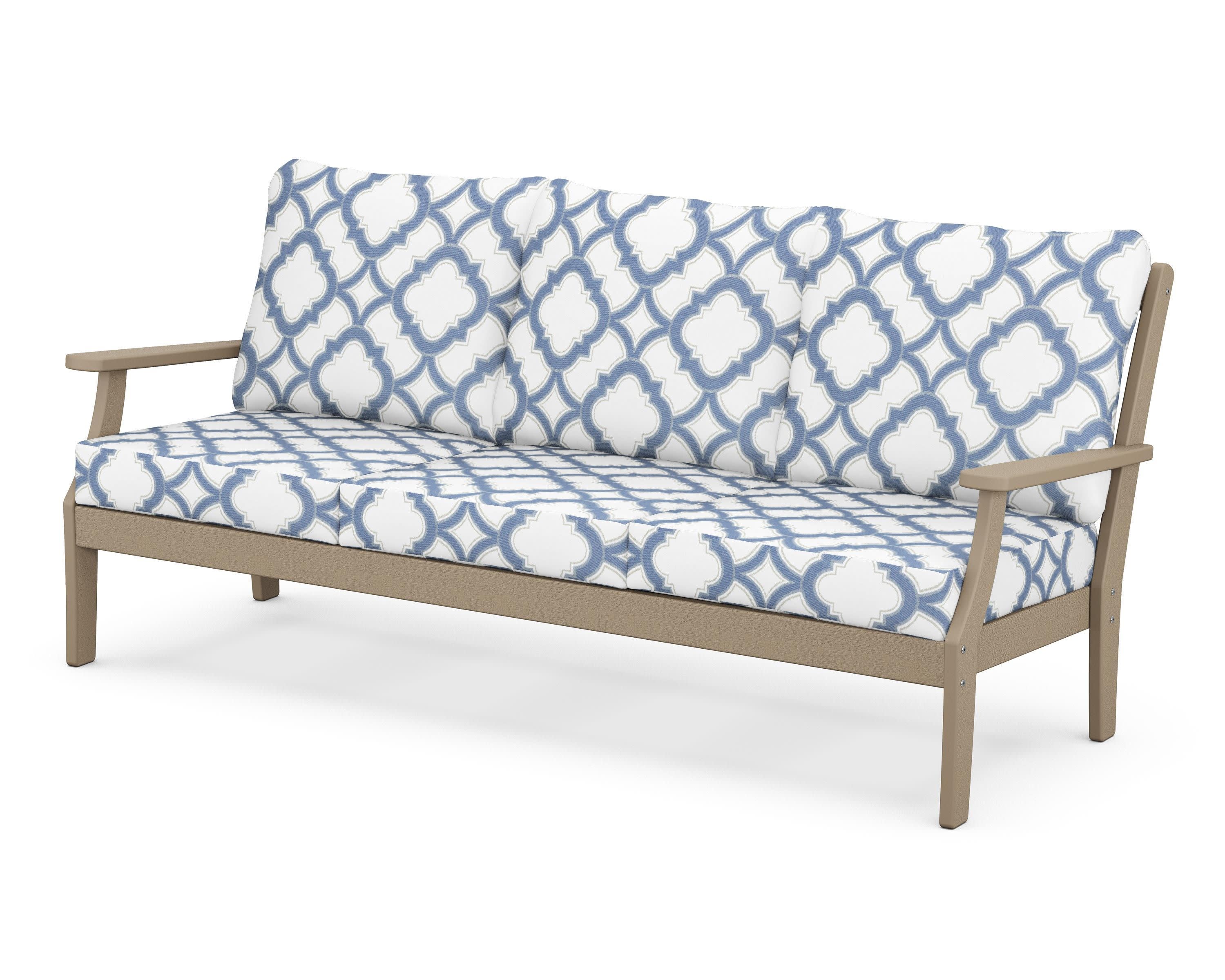 Braxton Deep Seating Sofa in Vintage Sahara / Trellis Sky Blue