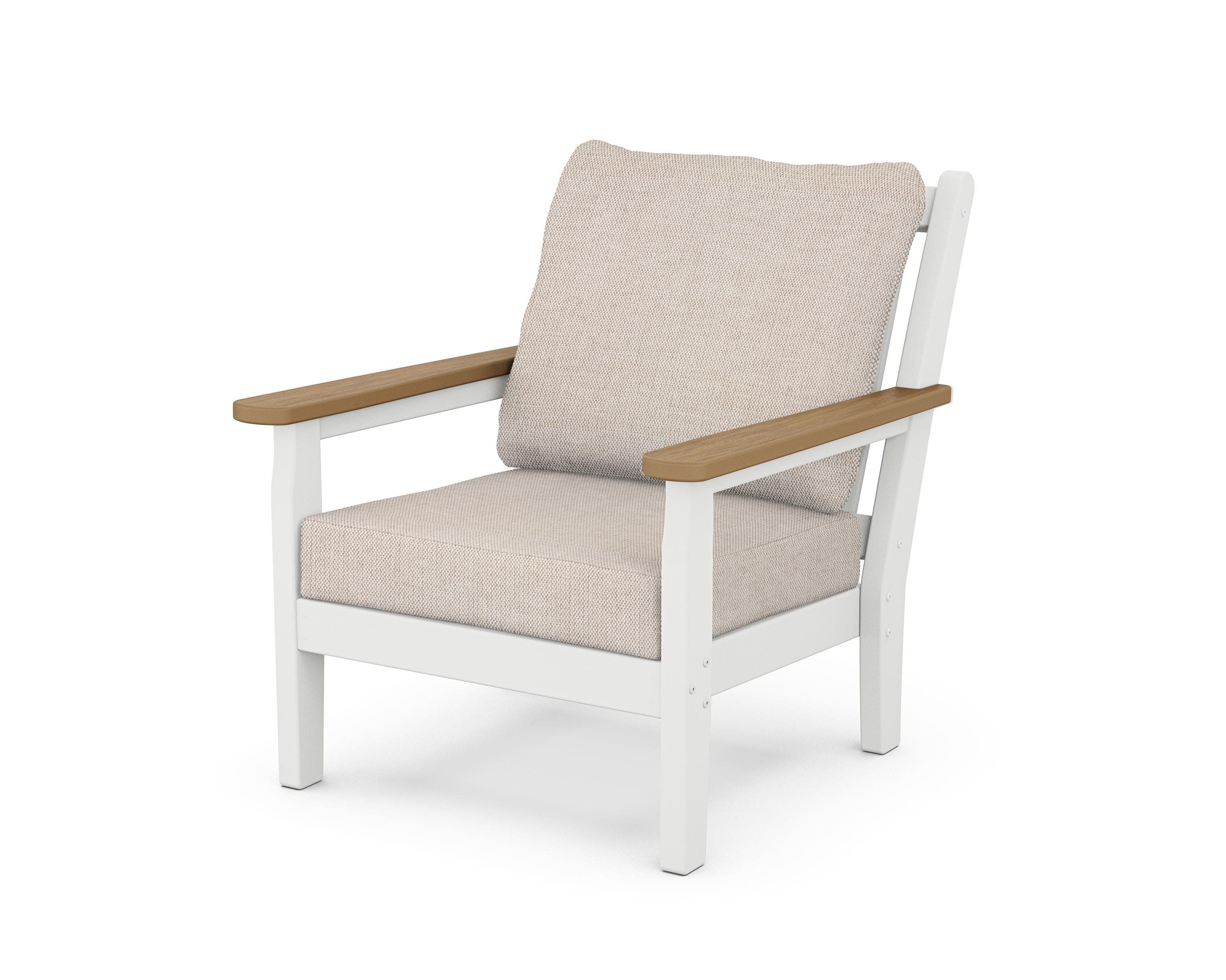 Chippendale Deep Seating Chair in White / Natural / Blend Linen