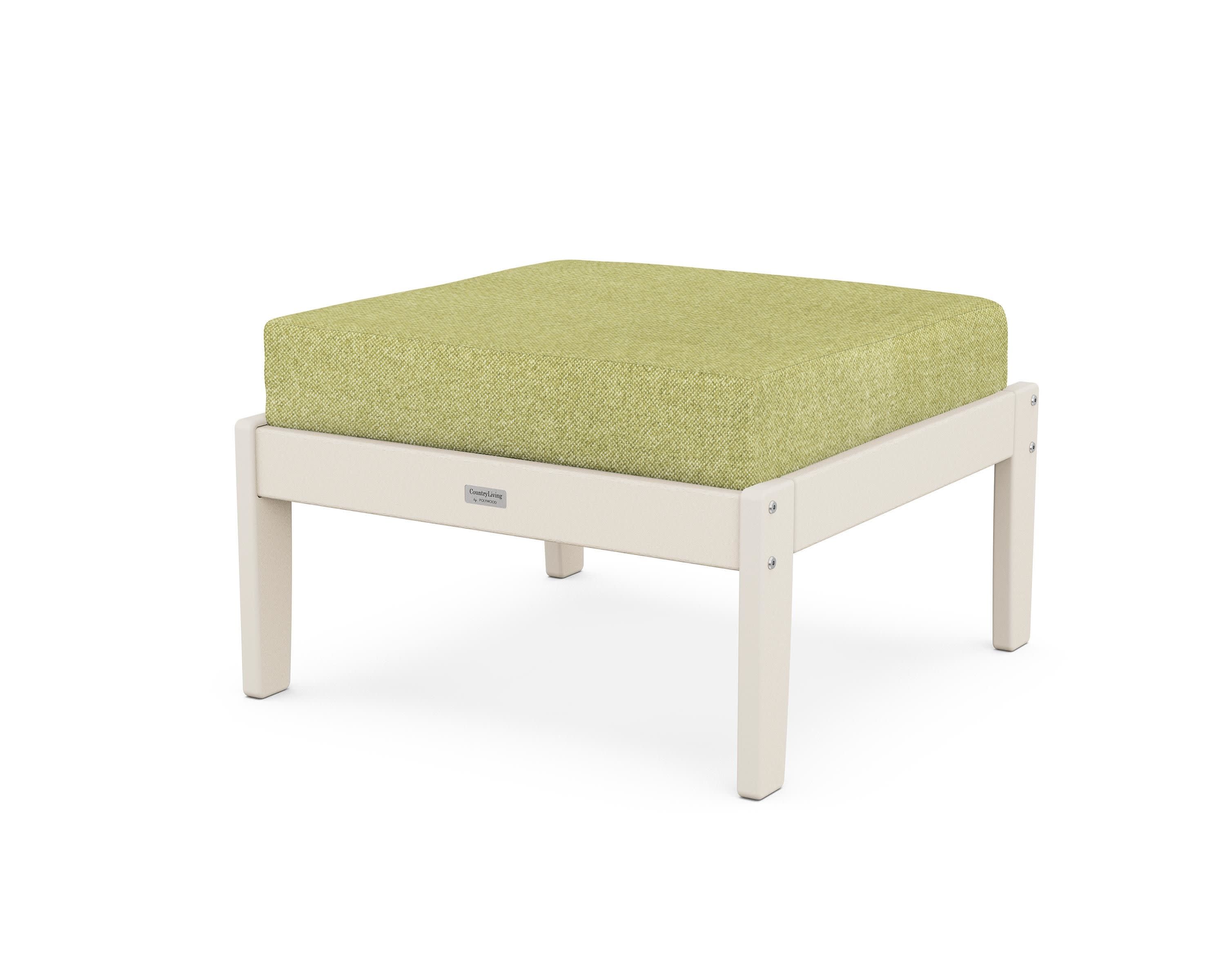 Cottage Deep Seating Ottoman in Sand / Chartreuse Boucle