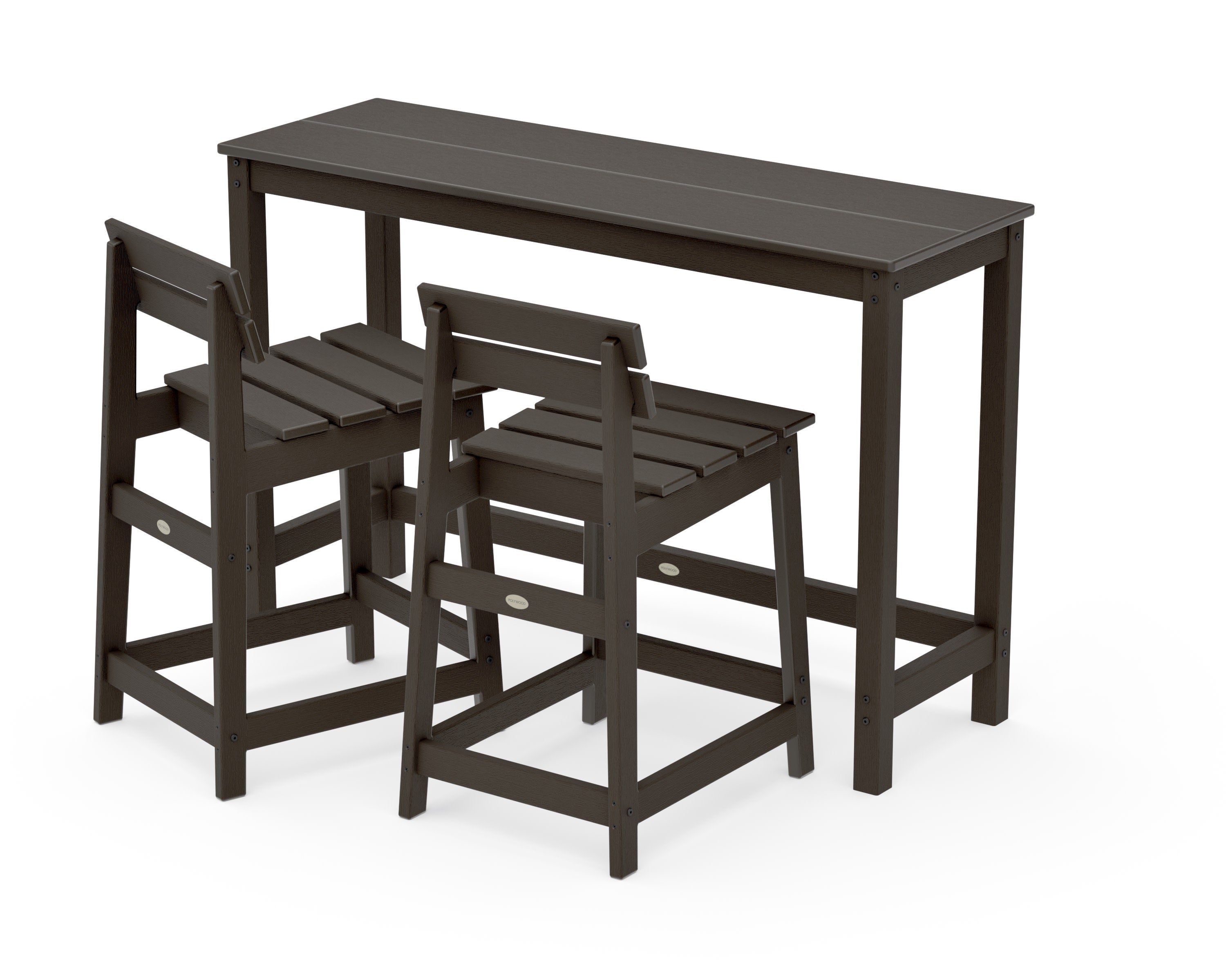 Modern Studio Plaza Lowback Counter Chair 3-Piece Balcony Set in Vintage Coffee