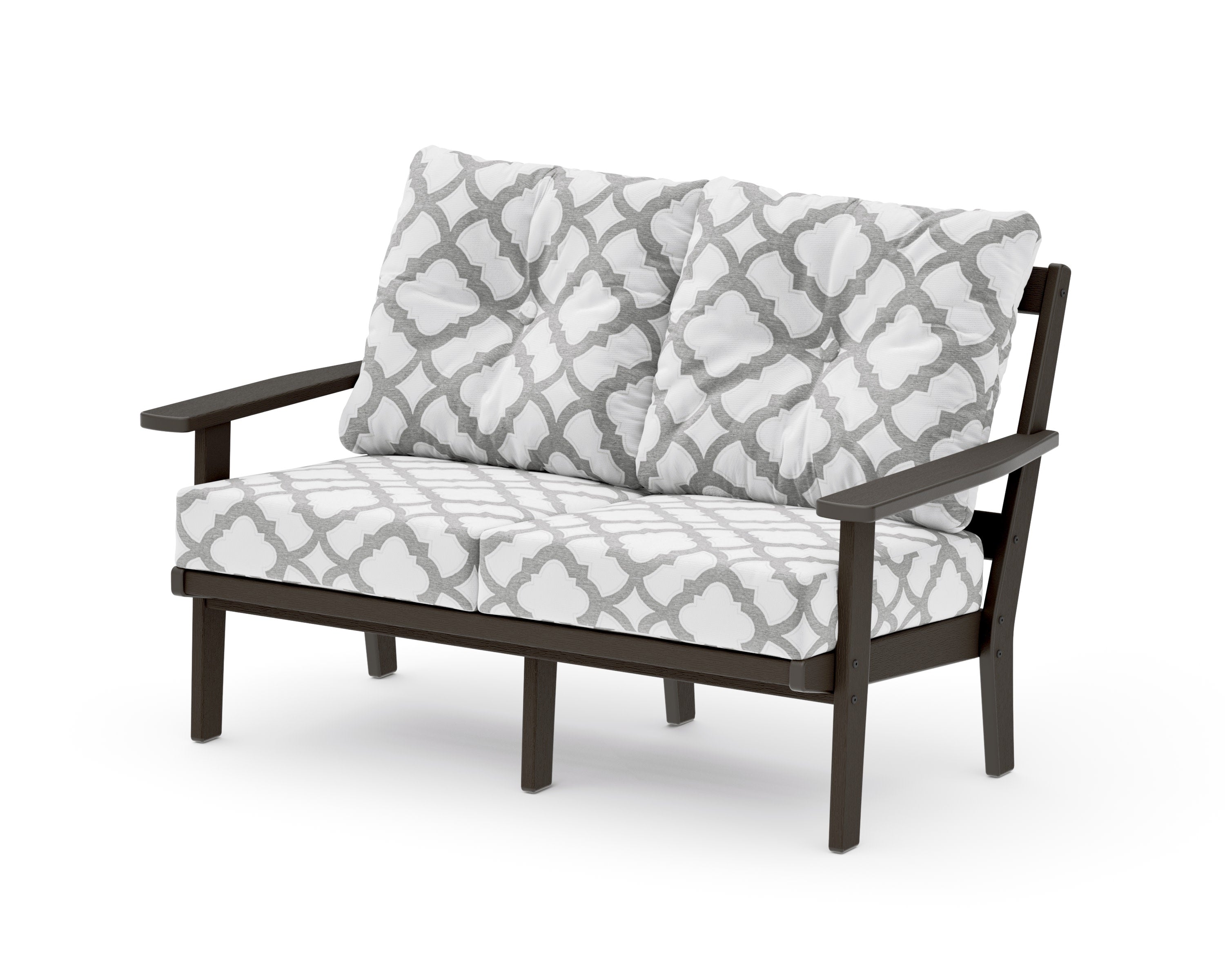 Prairie Deep SeatingLoveseat in Vintage Coffee / Trellis Grey Mist