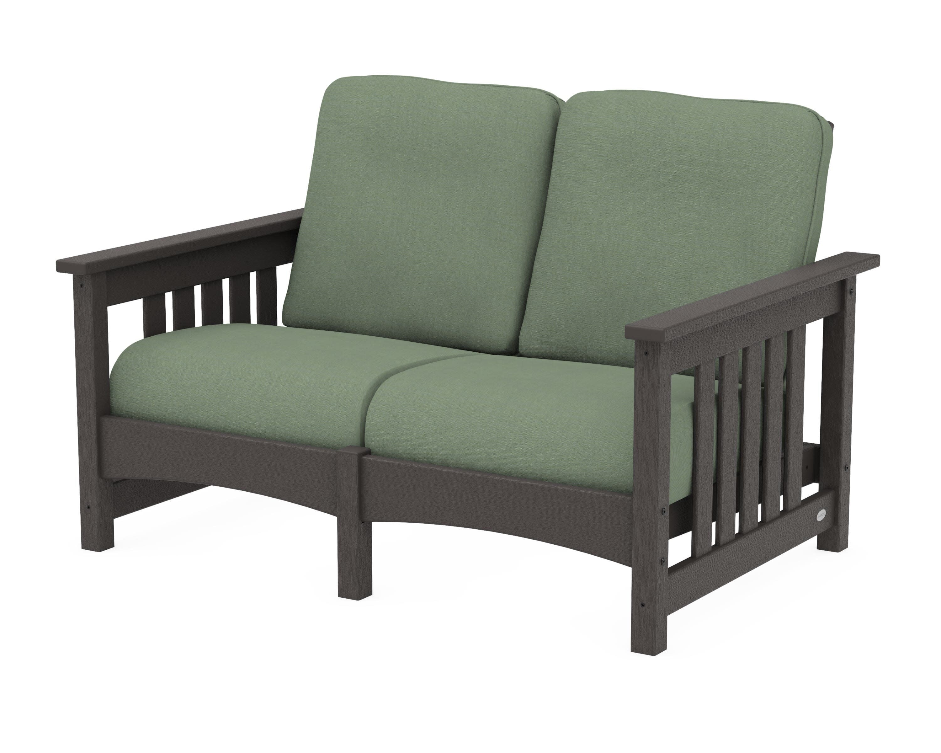 Club Mission Loveseat in Vintage Coffee / Exhale Rainwashed