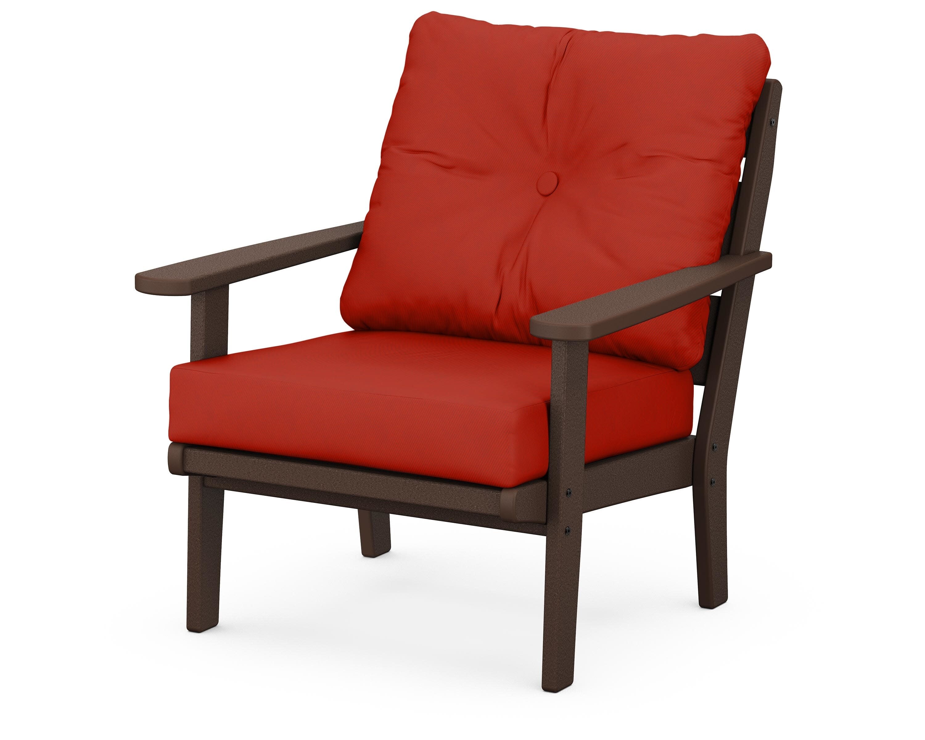 Lakeside Deep Seating Chair in Mahogany / Canvas Jockey Red