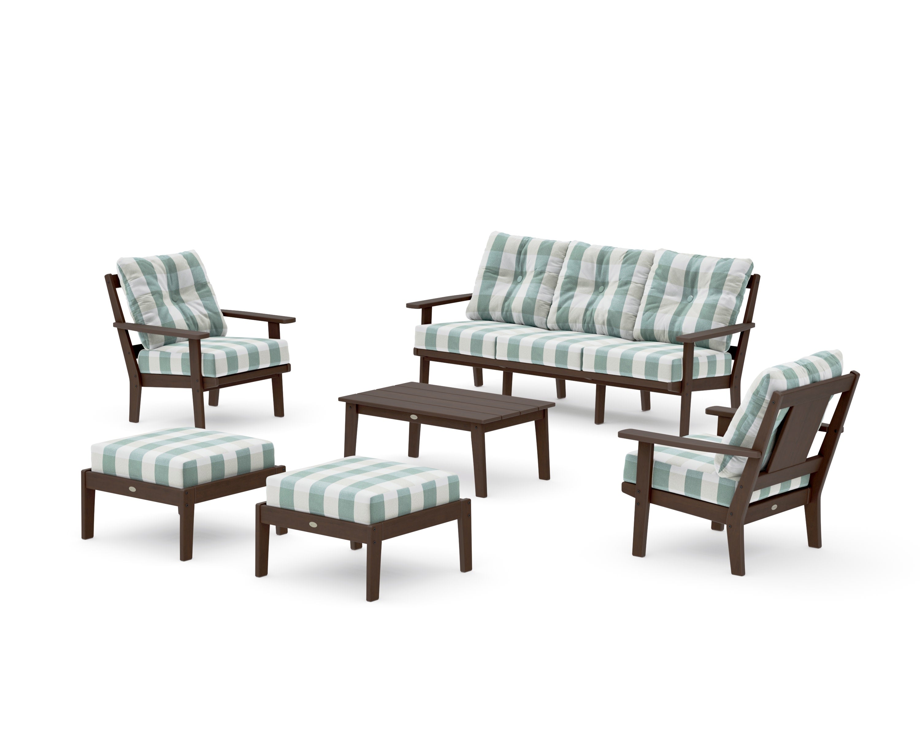 Prairie 6-Piece Lounge Sofa Set in Kona / Buffalo Plaid Glacier Spa