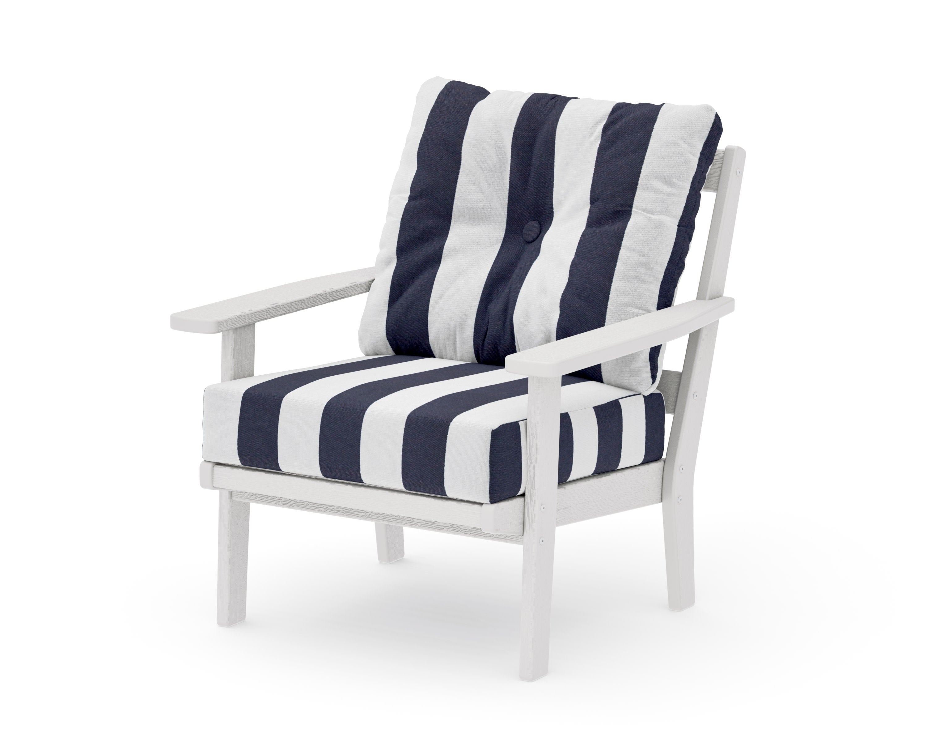 Prairie Deep Seating Chair in Vintage White / Cabana Stripe Navy