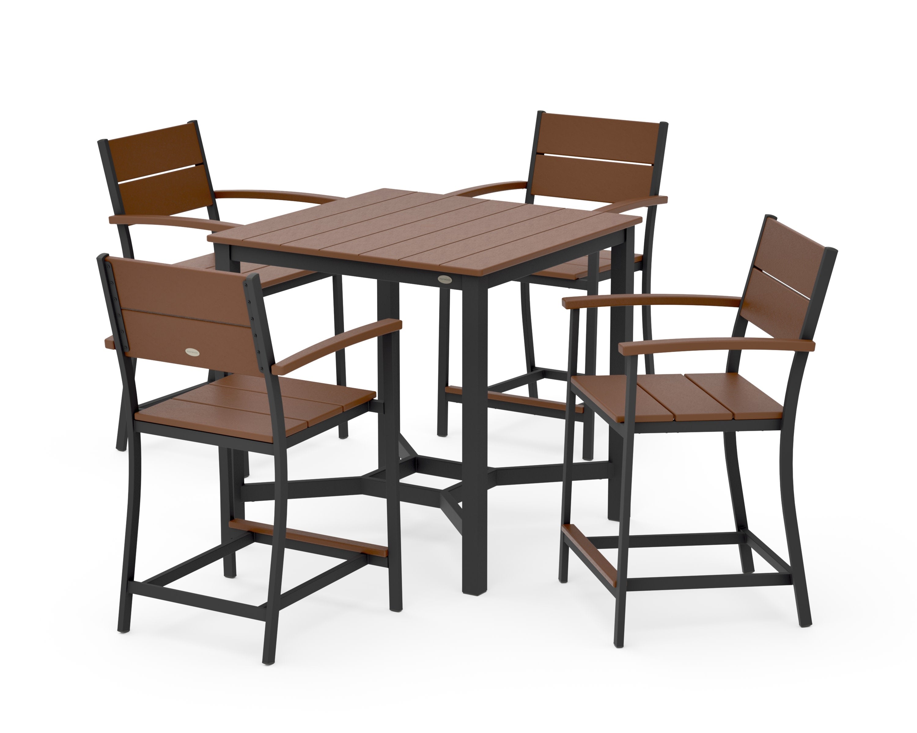 Main Street 5-Piece Counter Set in Black / Teak