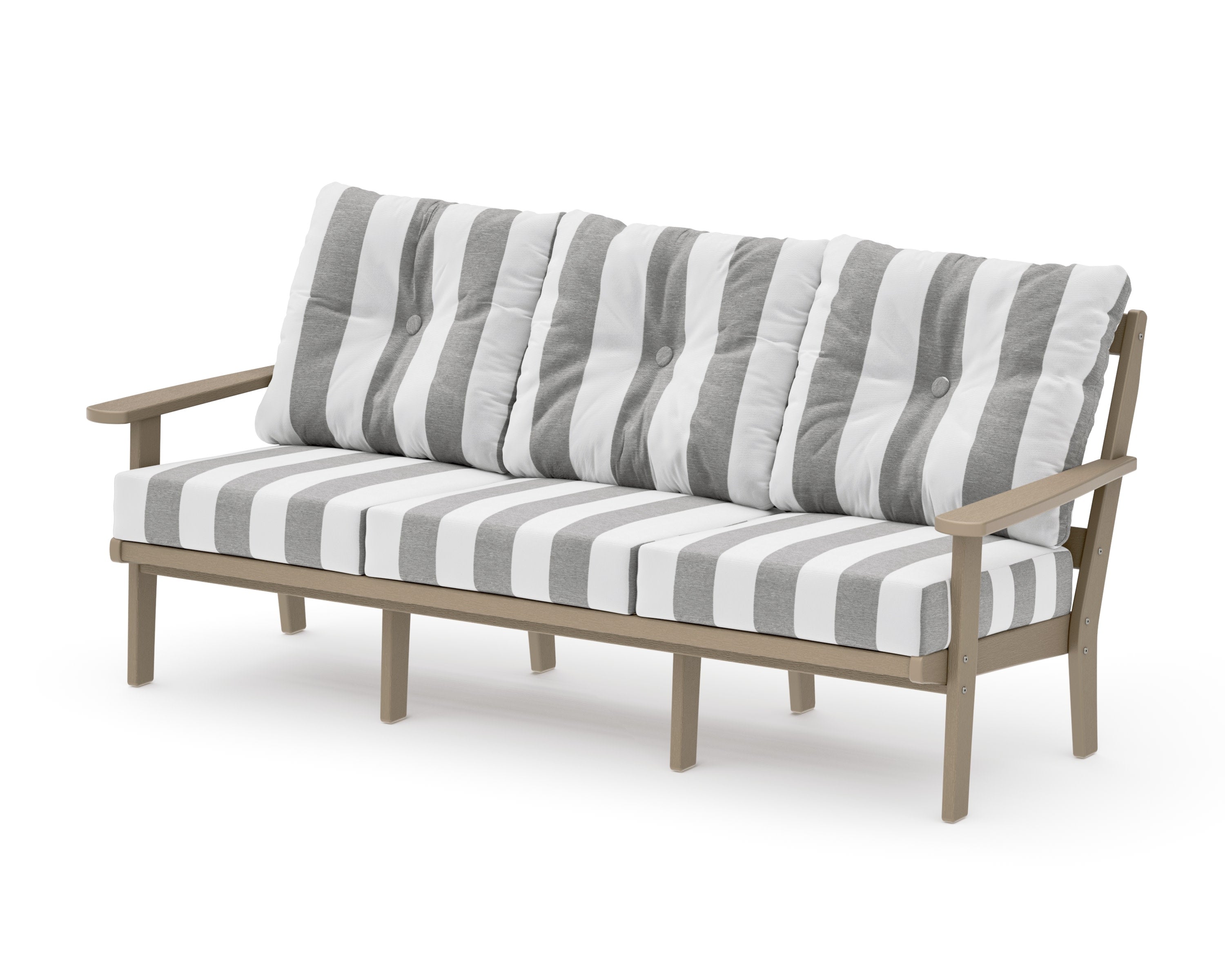 Mission Deep Seating Sofa in Vintage Sahara / Cabana Stripe Grey Mist