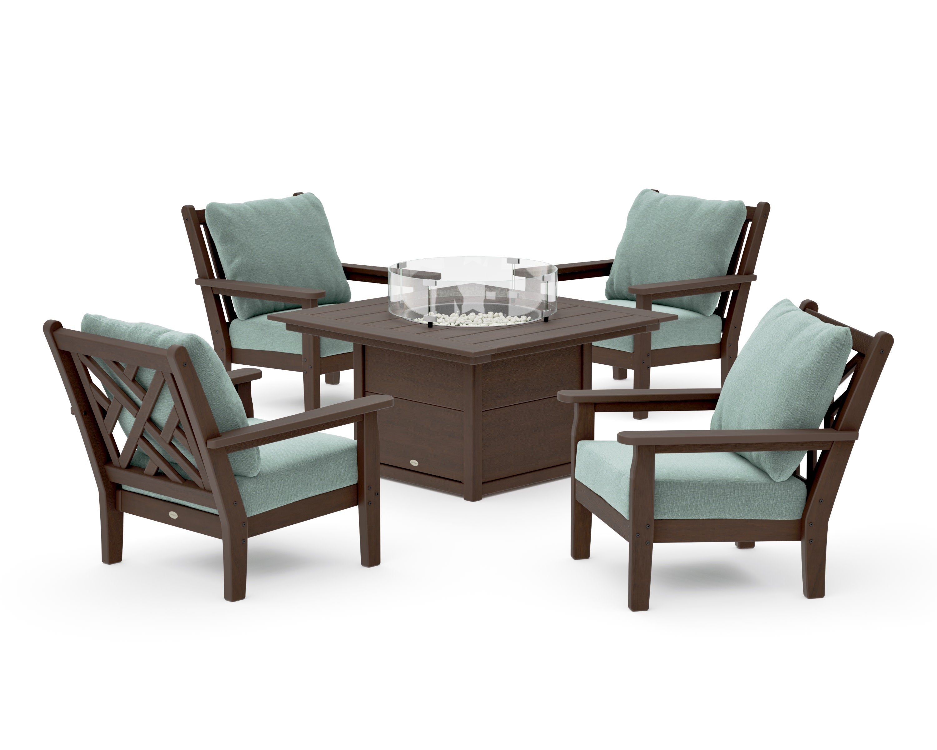 Chippendale 5-Piece Deep Seating Set with Fire Pit Table in Kona / Glacier Spa