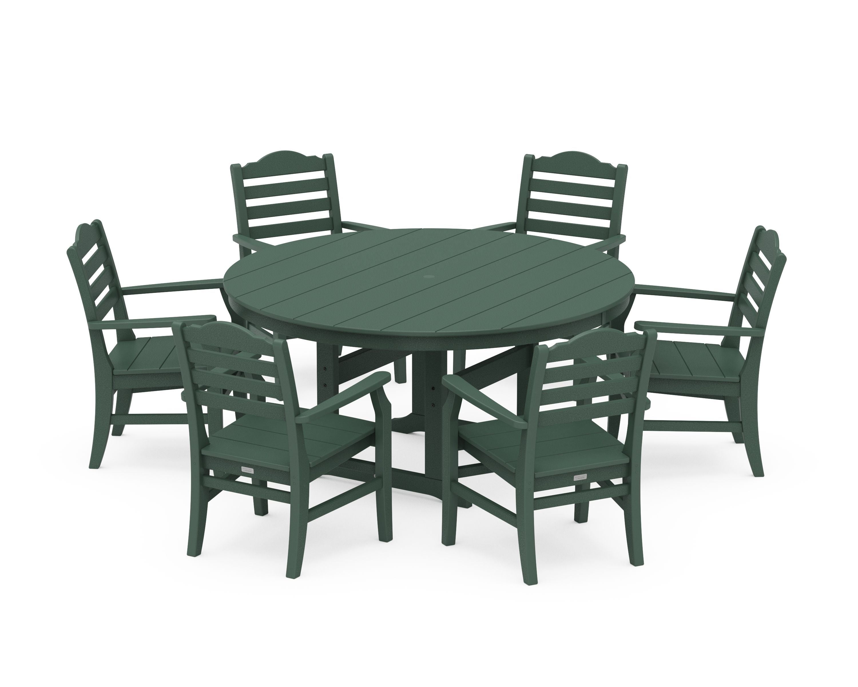Savannah 7-Piece Arm Chair Round Farmhouse Dining Set in Green